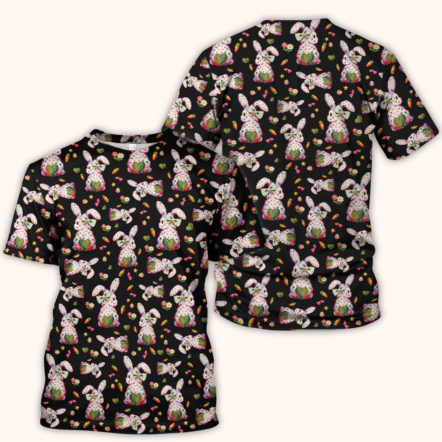 Cute Pastel Bunny Easter Pattern Scrub Top, Comfortable Scrubs for Nurses