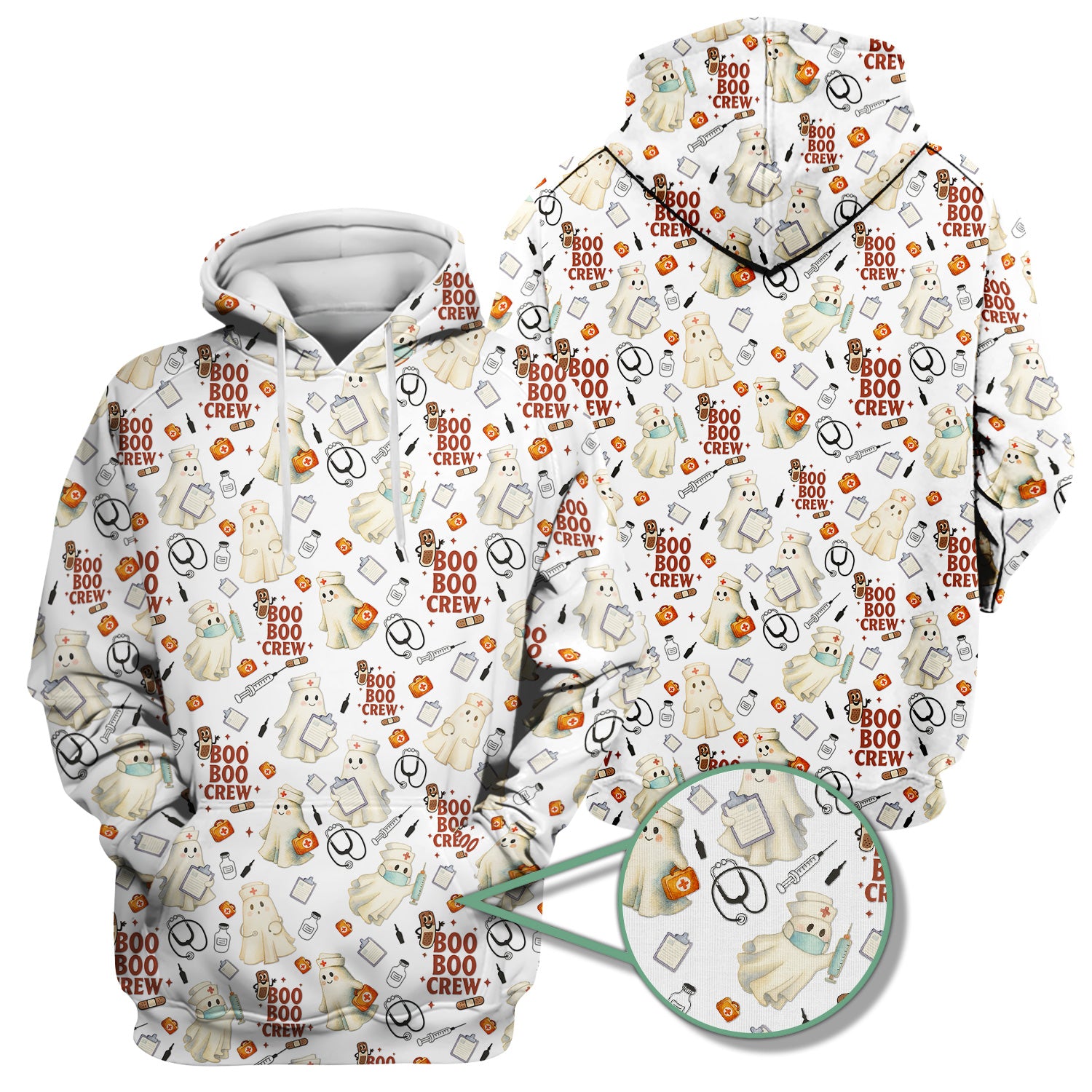 Cute Halloween Nurse Scrub Boo Boo Crew - Funny Ghost Medical Top for Women - Gift for RN LPN CNA