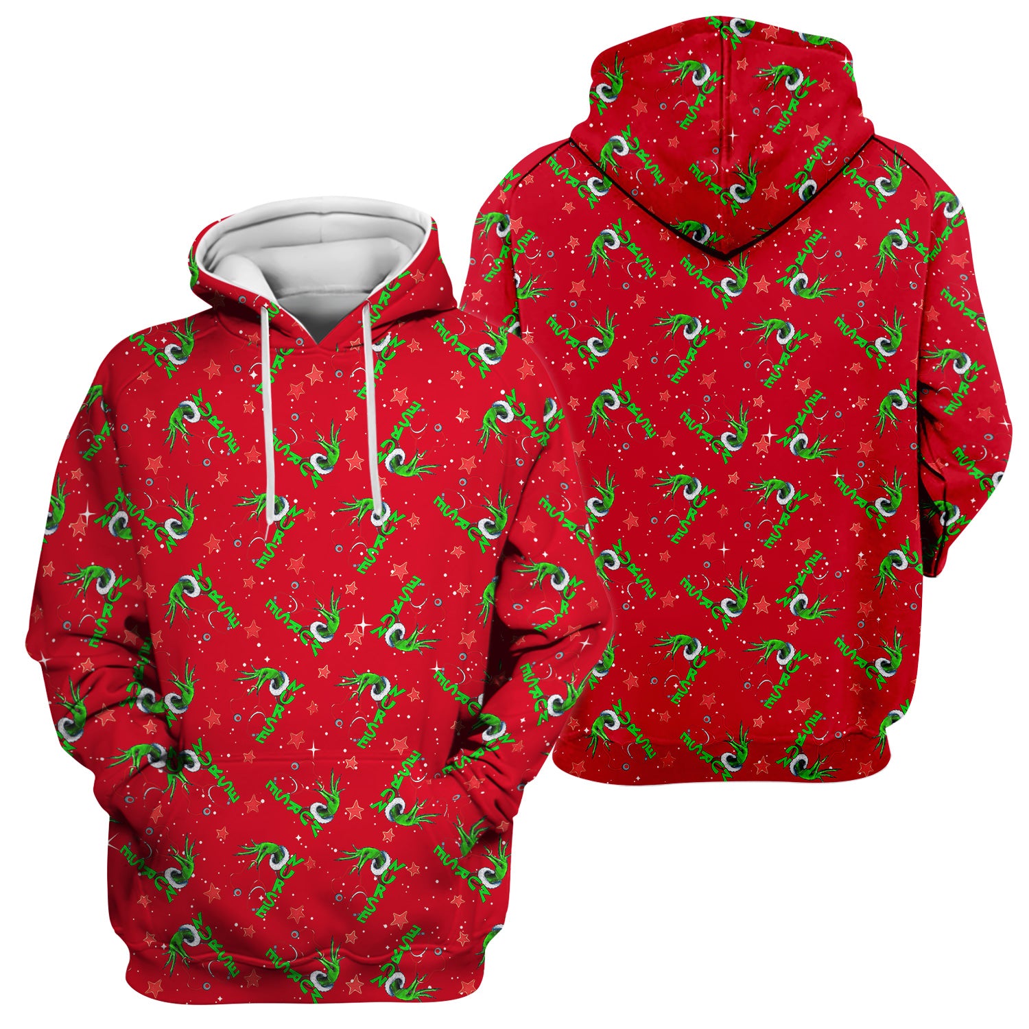 Grinch Nurse Scrub Top - Festive Holiday Uniform for Women - RN LPN CNA Nursing Gift