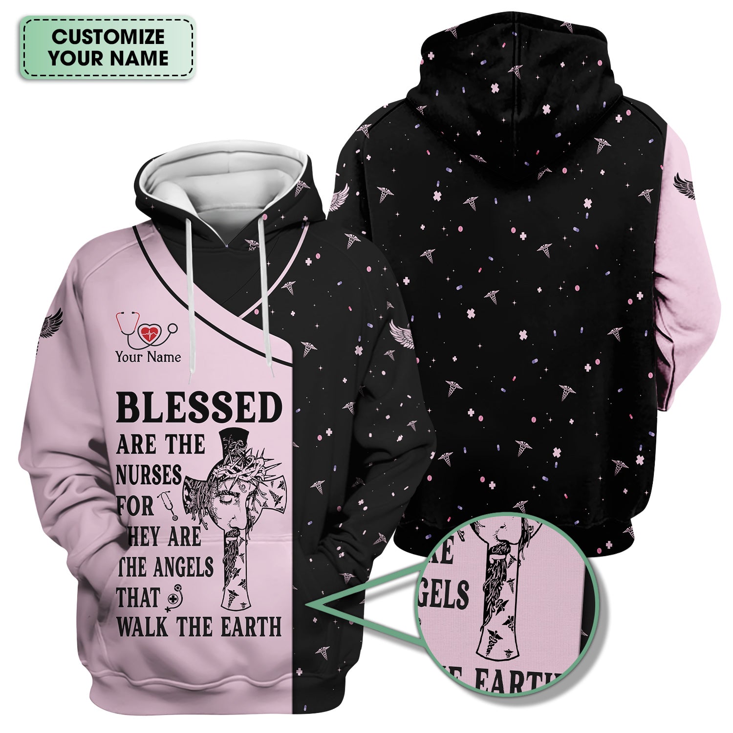 Personalized Christian Nurse Shirt - Blessed Are The Nurses Angel - Gift for Women RN LPN & Healthcare Workers