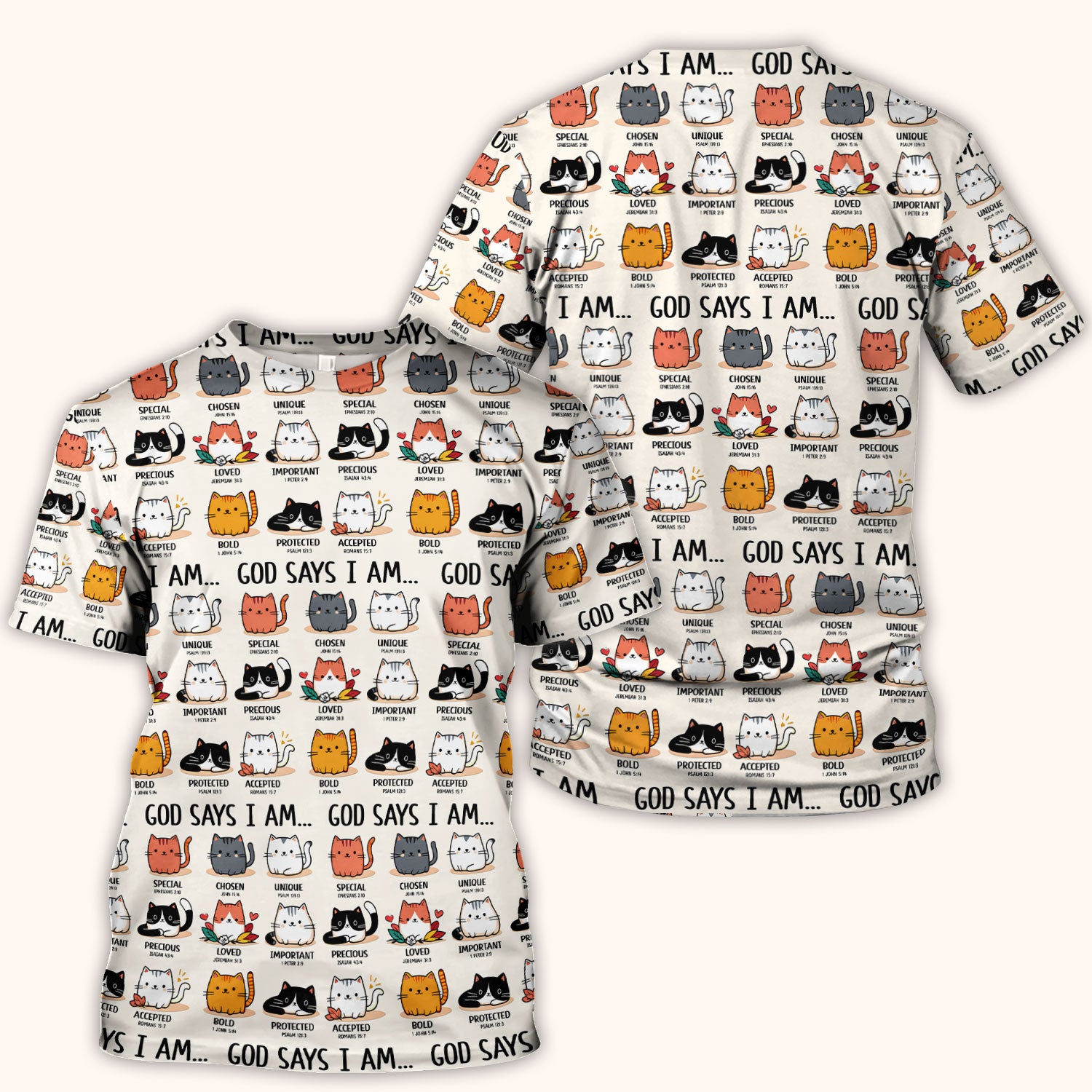 Cute Christian Cat God Says I Am Scrub Top, Comfortable Scrubs for Nurses