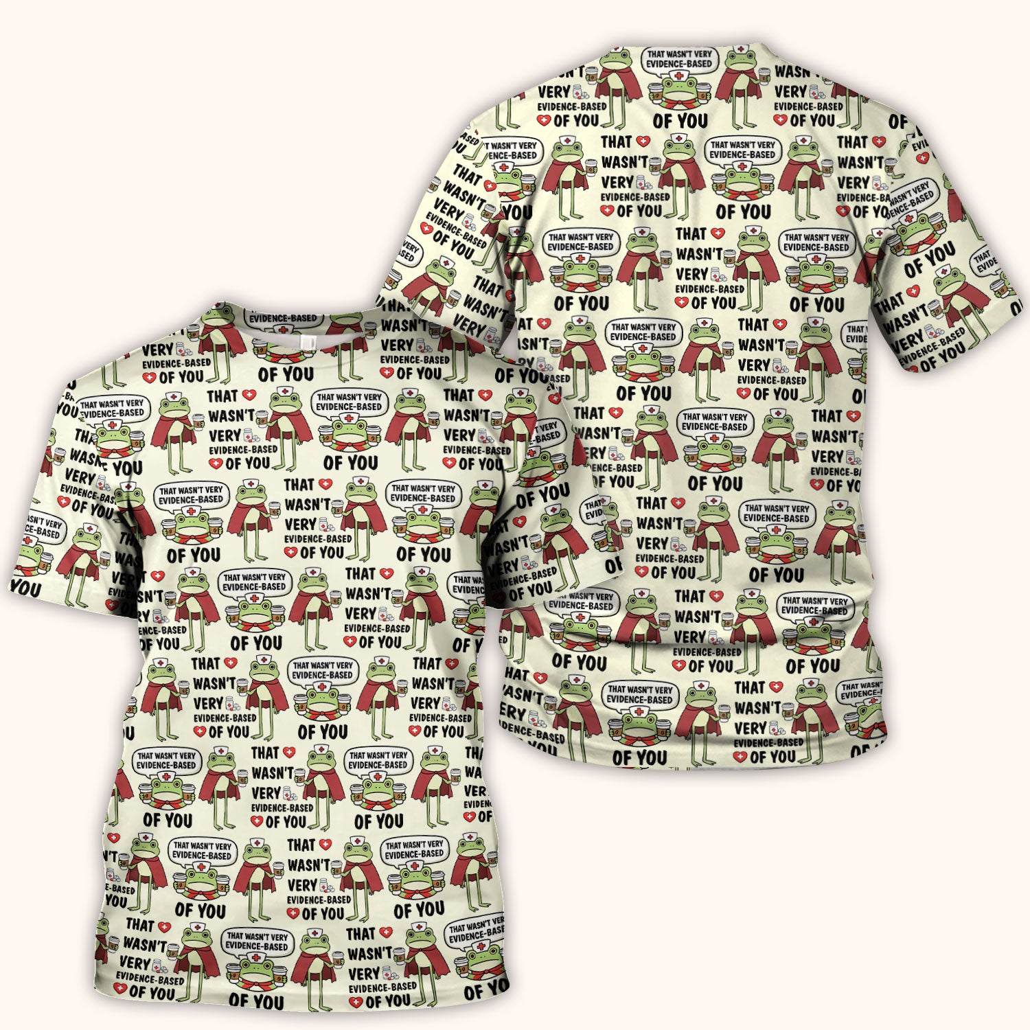 Funny Frog Nurse Quote Medical Pattern Scrub Top, Breathable Fabrics Nursing Uniform