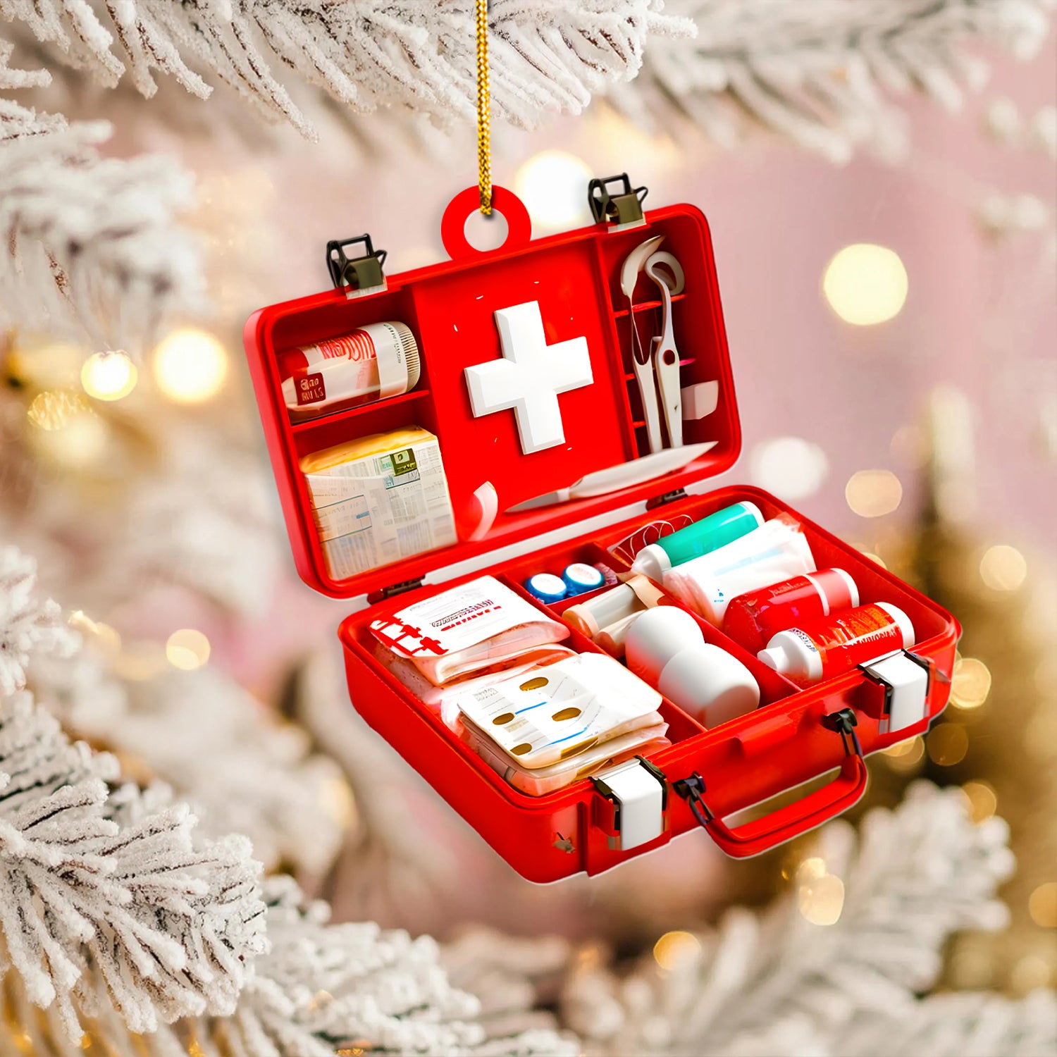 First Aid Kit Christmas Ornament, Emergency Health Kit, RN LPN CNA Healthcare Workers Gift