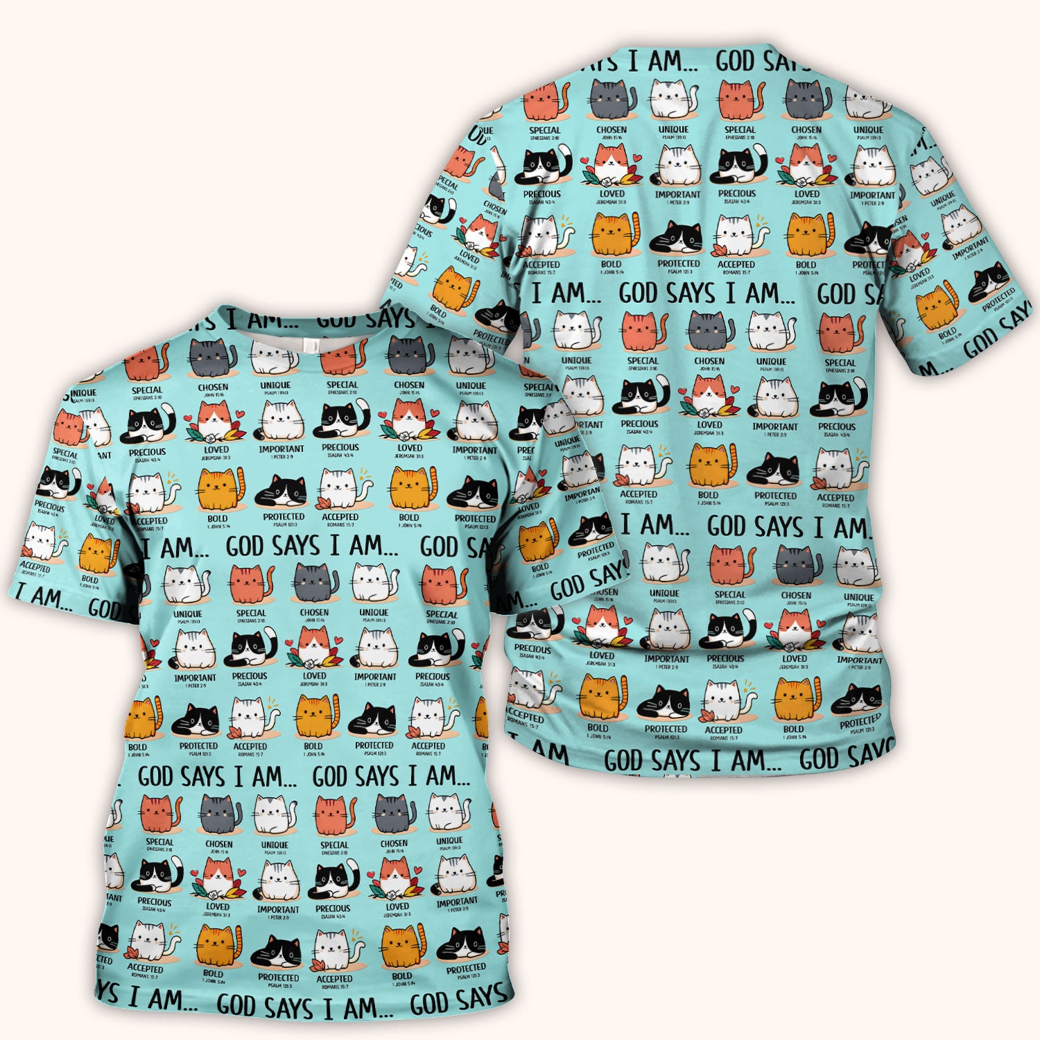 Cute Christian Cat God Says I Am Scrub Top, Comfortable Scrubs for Nurses