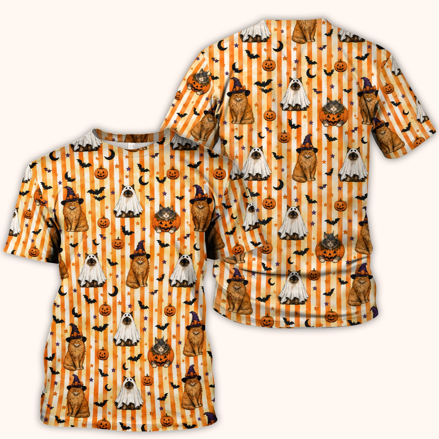 Halloween Cat Print Scrub Top, Comfortable Scrubs for Nurses