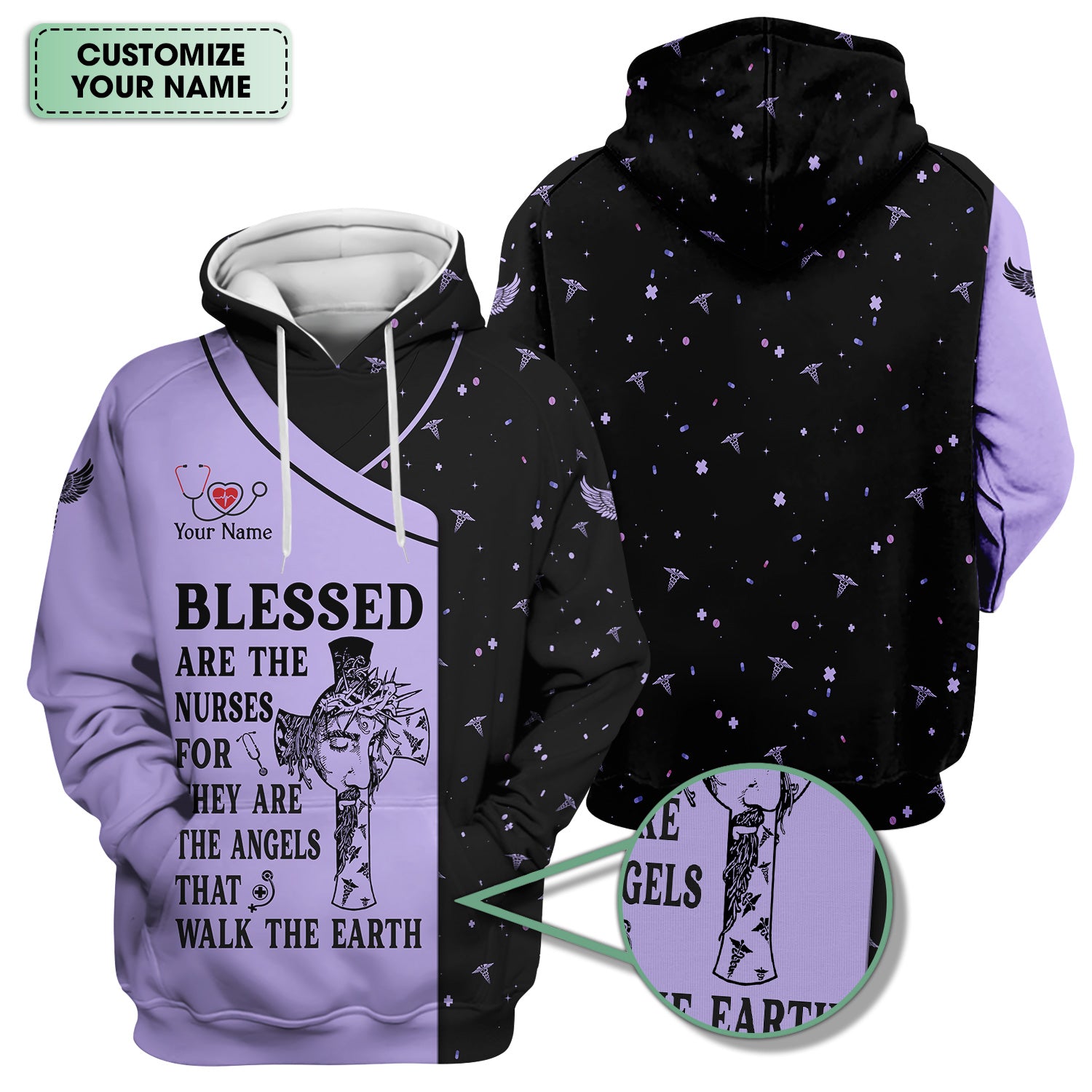 Personalized Christian Nurse Shirt - Blessed Are The Nurses Angel - Gift for Women RN LPN & Healthcare Workers