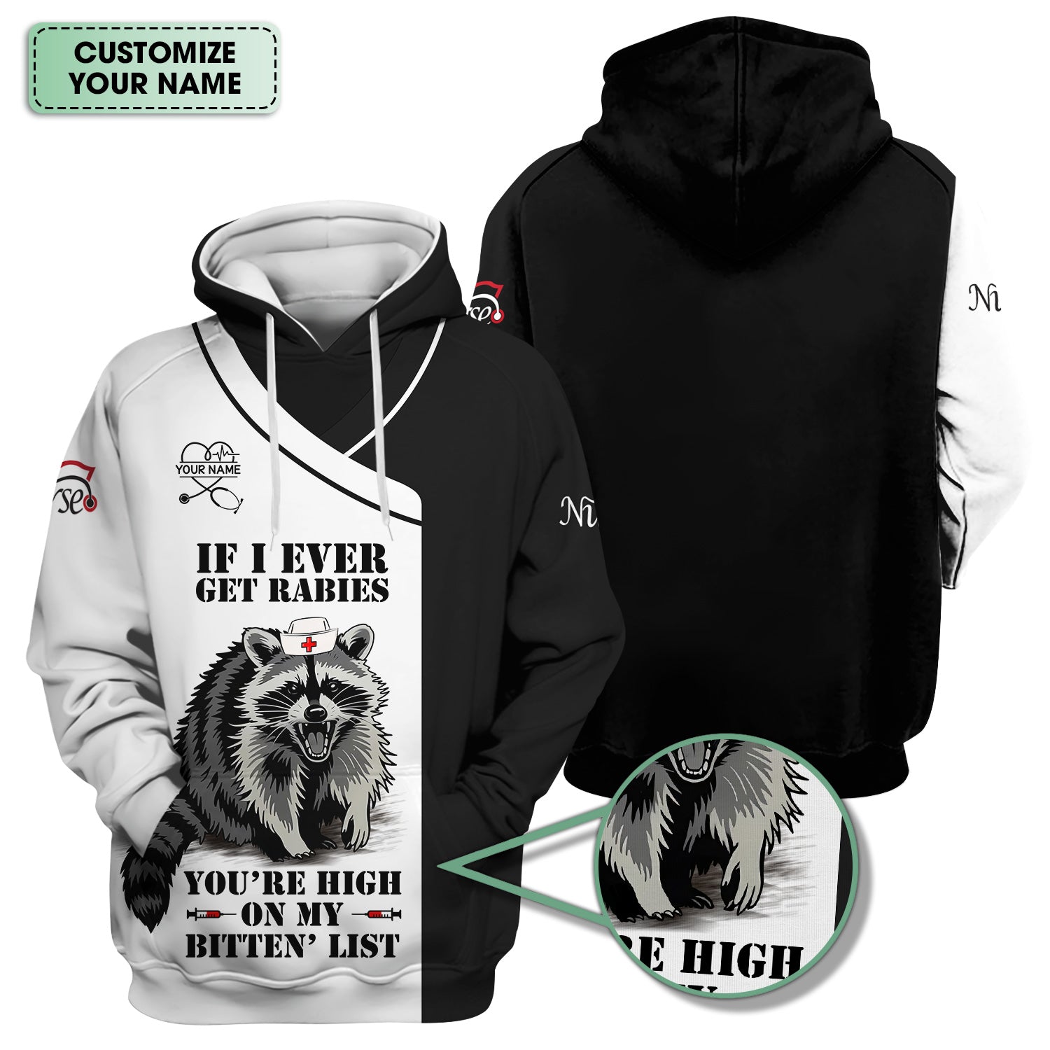 Custom Funny Nurse Scrub Top - You're High On My Bitten List - Multiple Color Options Gift for RN LPN CNA