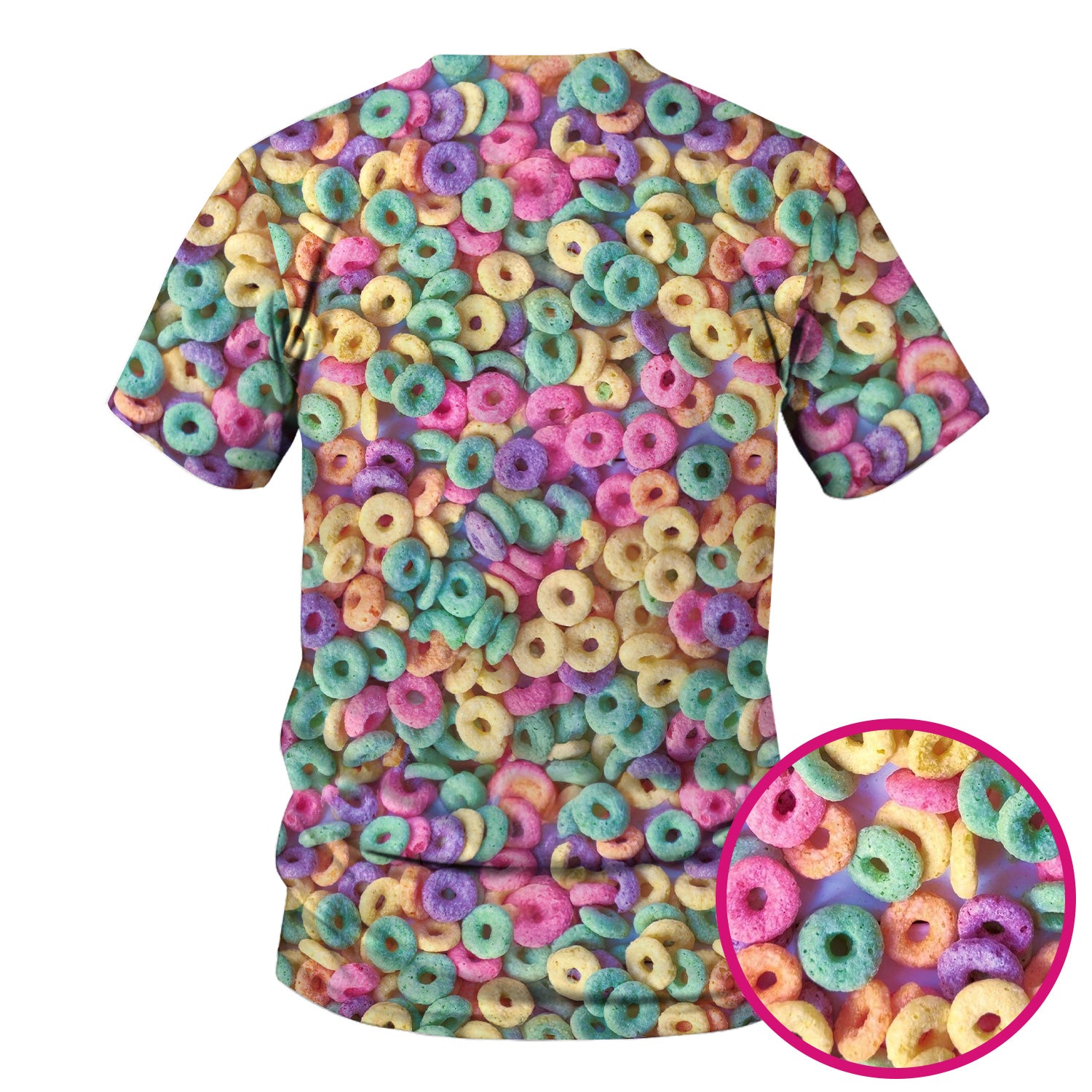 Colorful Cereal Loops Pattern Scrub Top, Comfortable Scrubs for Nurses