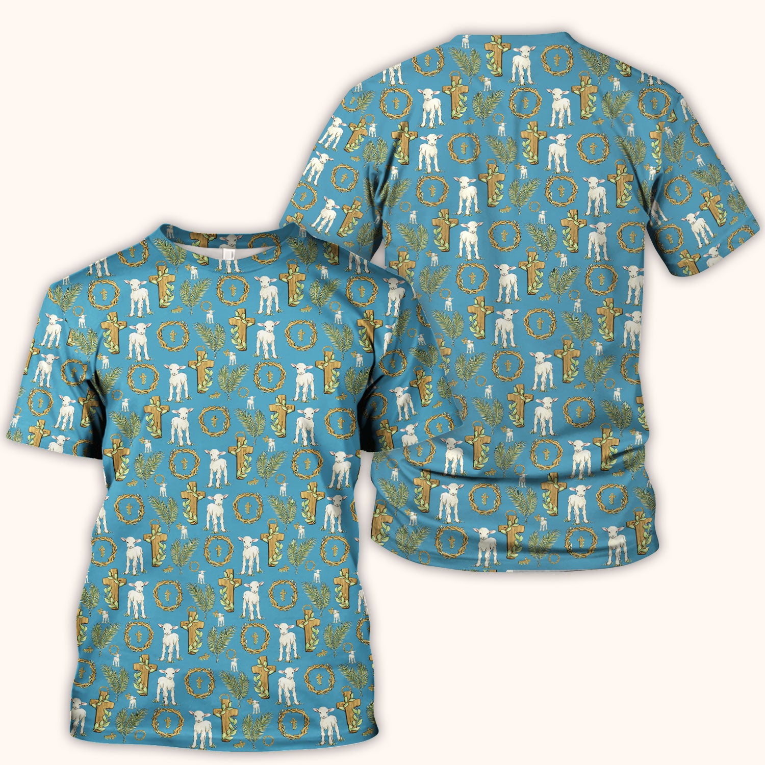 Faith Lamb Cross Pattern Scrub Top, Comfortable Scrubs for Nurses