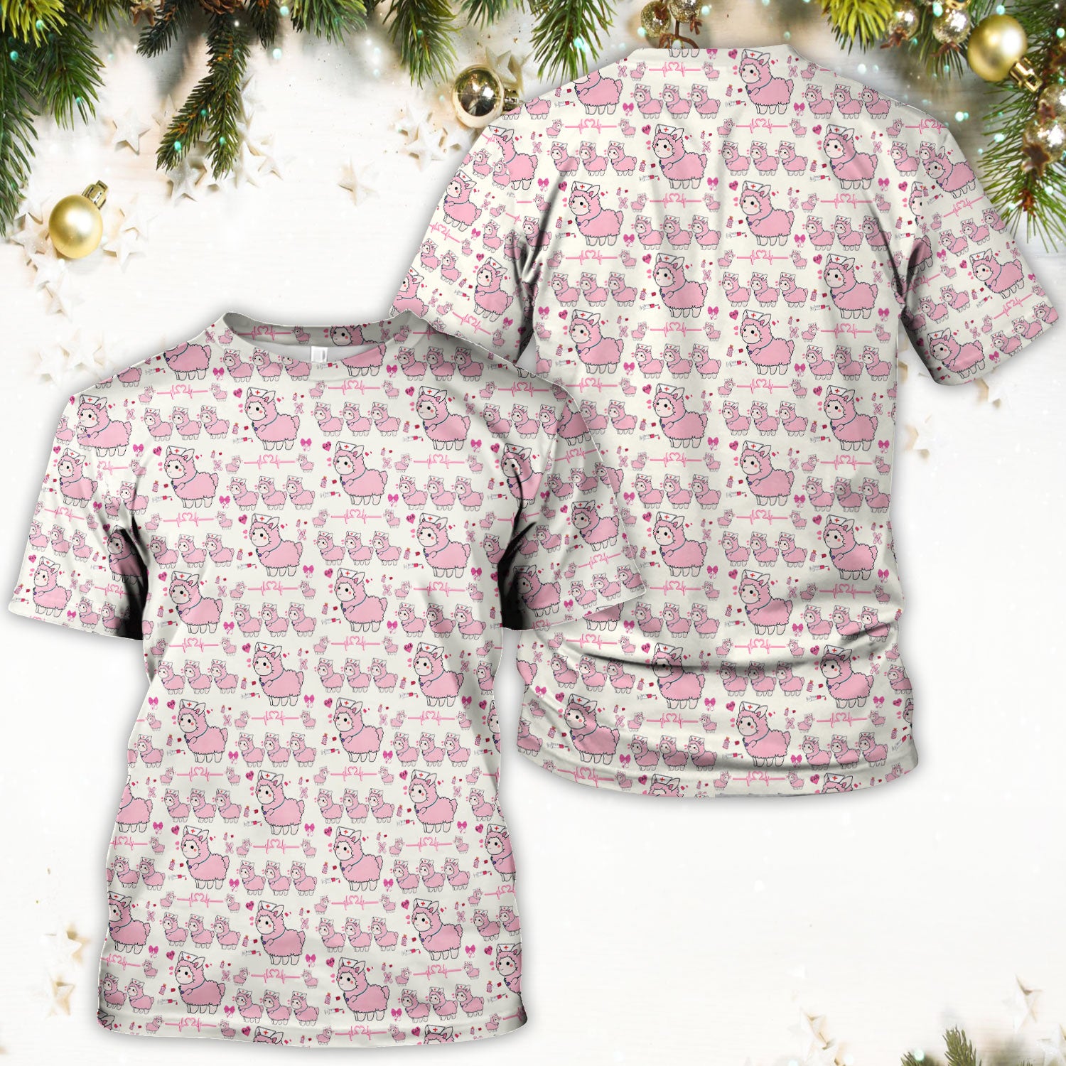 Llama Ain't Got Time For Your Drama Scrub Top, Funny Pattern Scrub Shirt, Breathable Fabrics Nursing Uniform