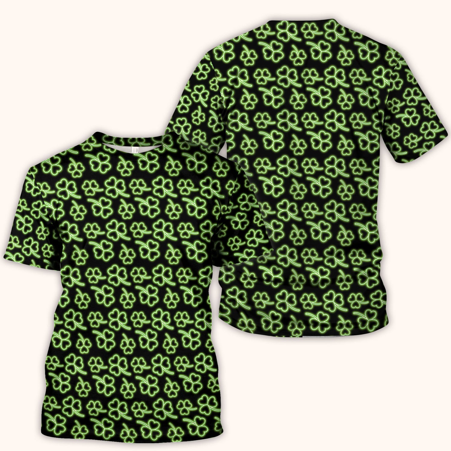 Neon Shamrock Nurse Scrub Top, St. Patrick’s Day Glow Green Pattern Pattern Shirt,  Breathable Fabrics Nursing Uniform