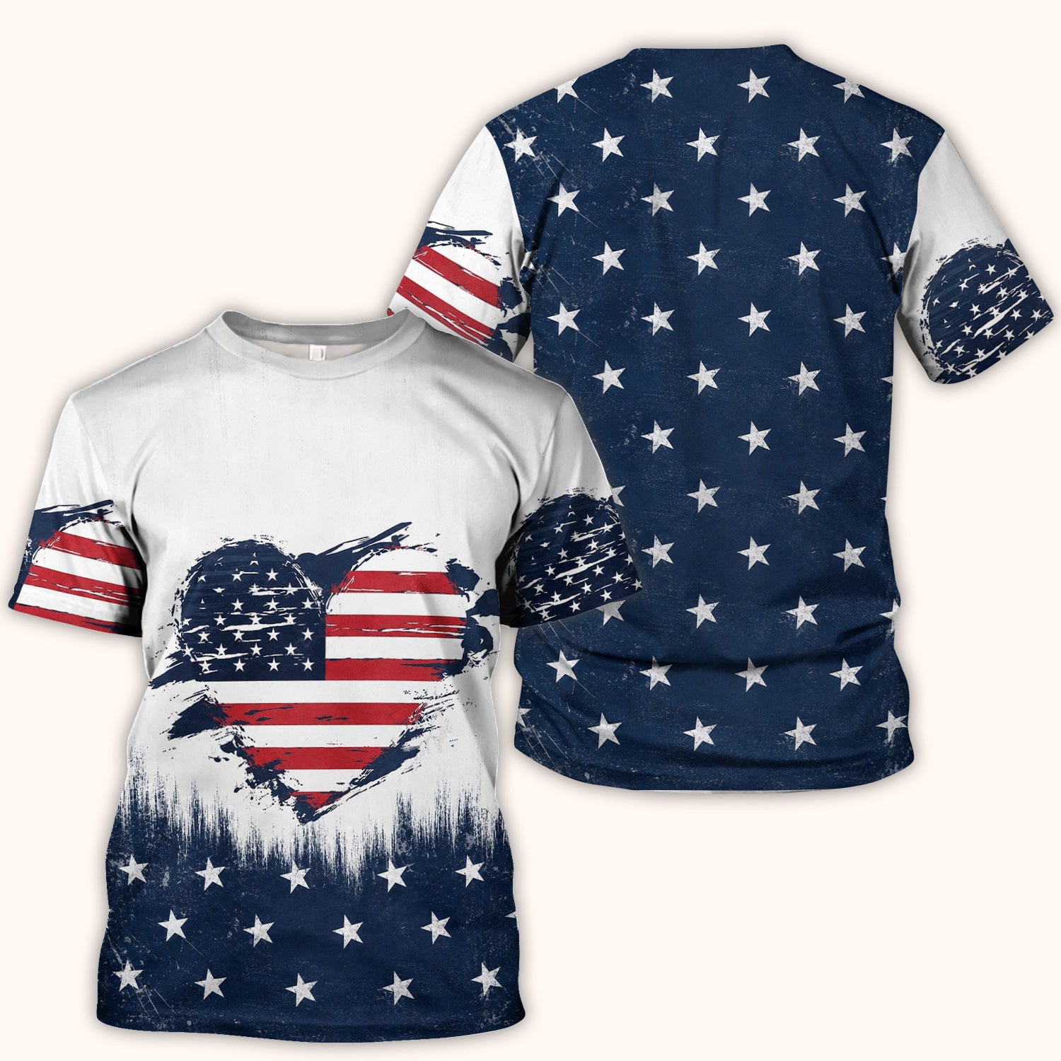 Patriotic Nurse Adorable Scrub Top USA Heart Pattern Scrub Top, Comfortable Scrubs for Nurses