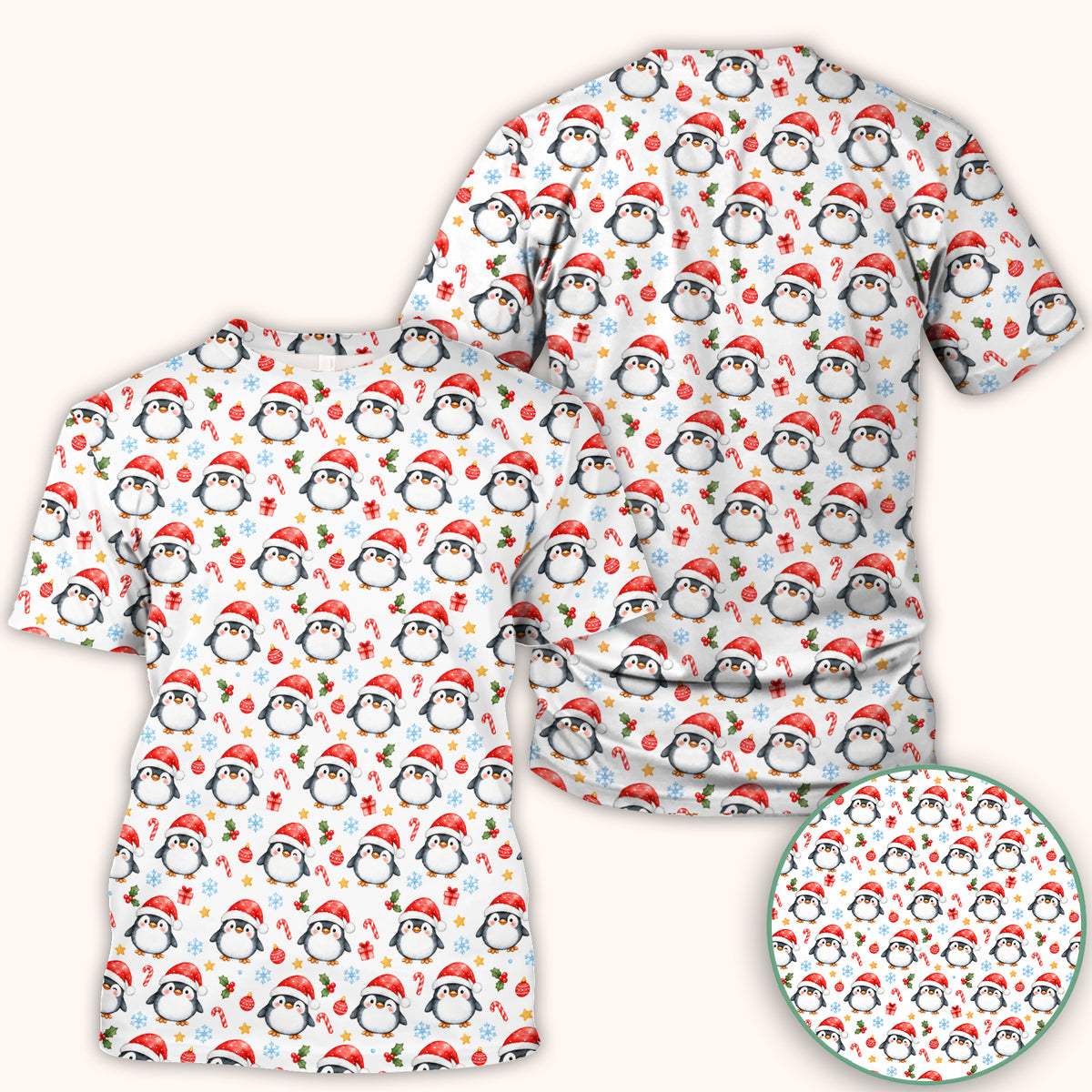 Christmas Penguins In Santa Hats Scrub Top, Comfortable Scrubs for Nurses