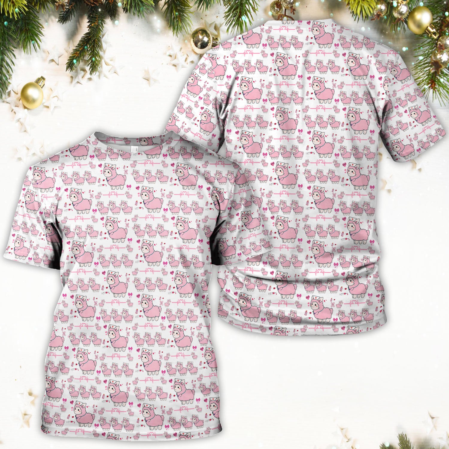 Llama Ain't Got Time For Your Drama Scrub Top, Funny Pattern Scrub Shirt, Breathable Fabrics Nursing Uniform