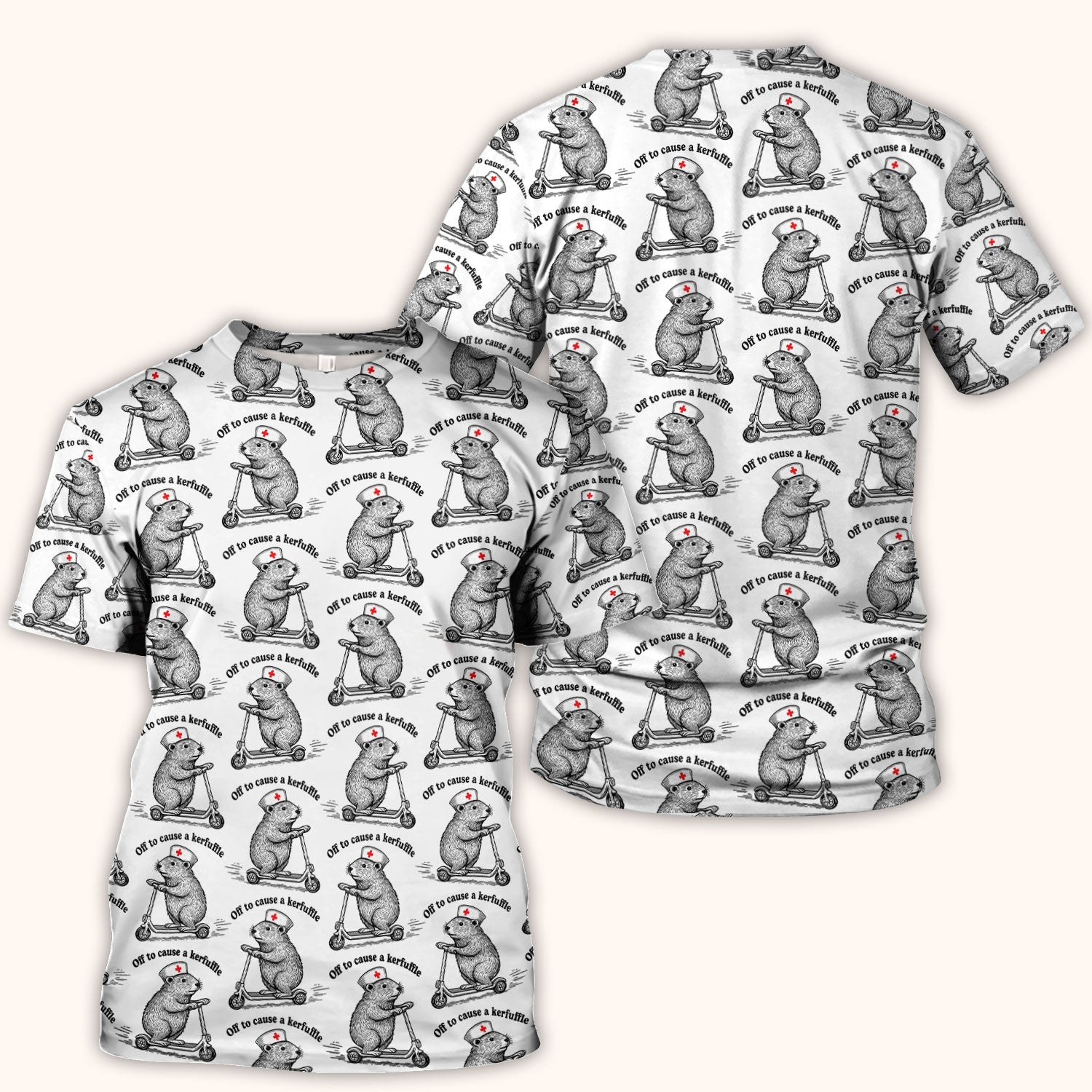 Funny Nurse Mouse Scooter Print Scrub Top, Comfortable Scrubs for Nurses