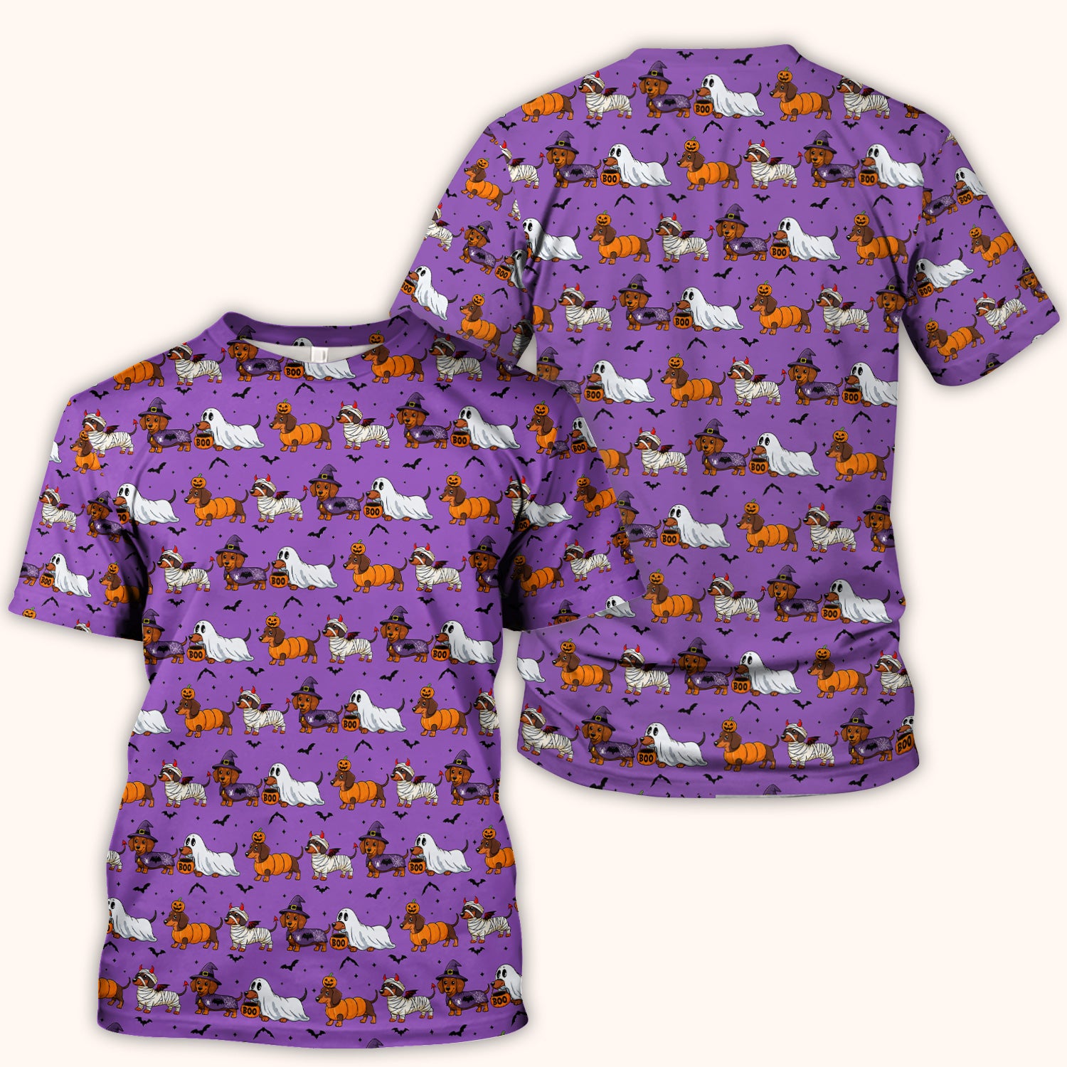 Halloween Dachshund for Veterinary Staff Scrub Top, Comfortable Scrubs for Nurses