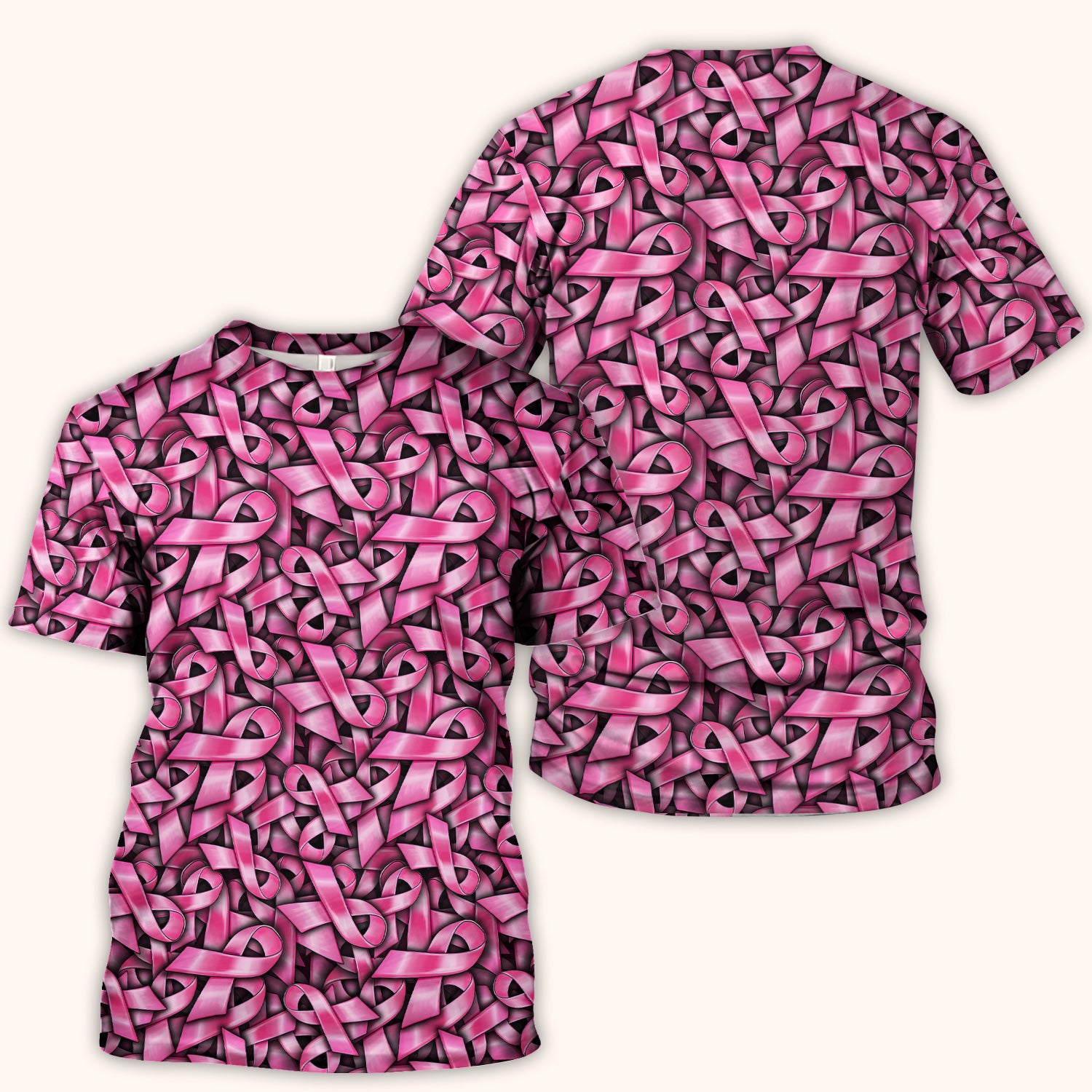 Breast Cancer Awareness Ribbon Oncology Scrub Top, Comfortable Scrubs for Nurses