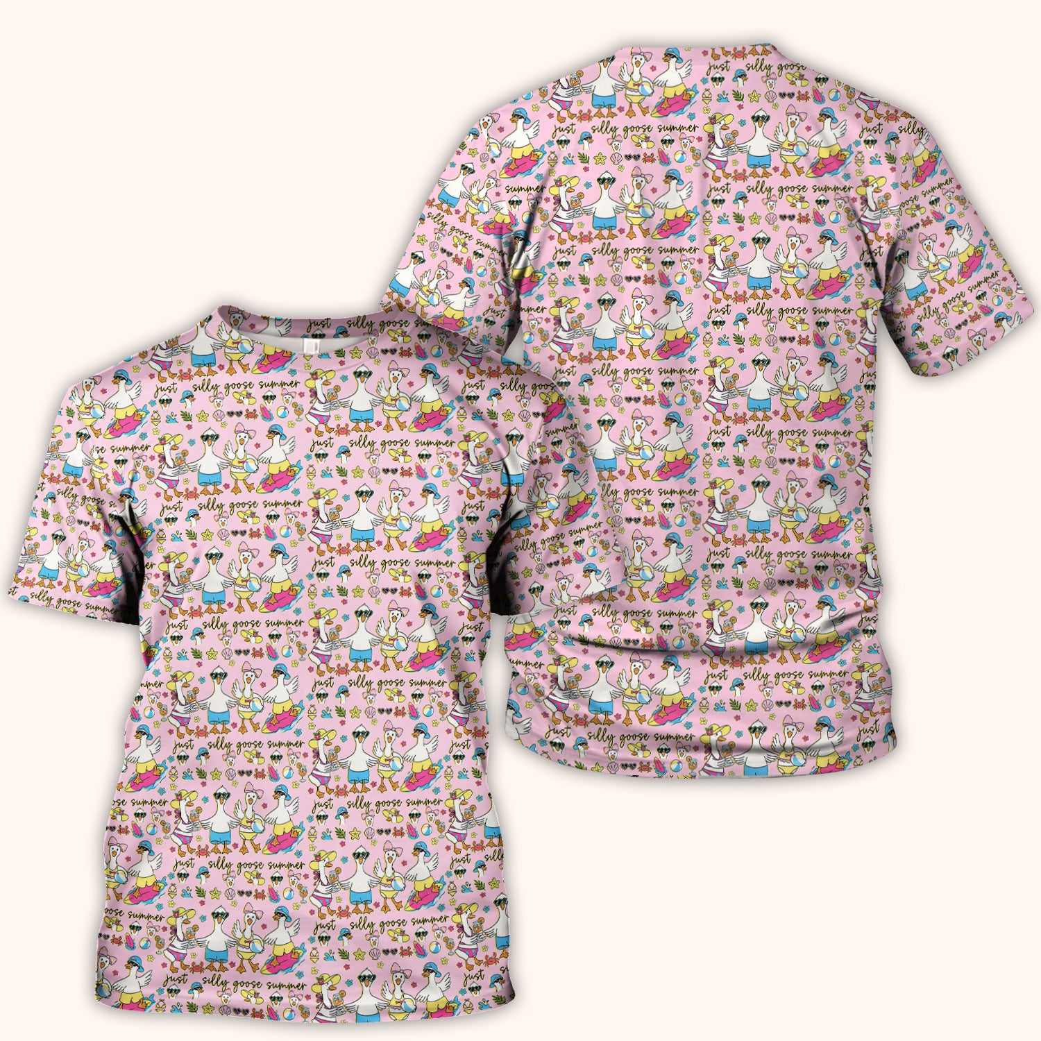 Silly Goose Summer Pattern Scrub Top, Breathable Fabrics Nursing Uniform