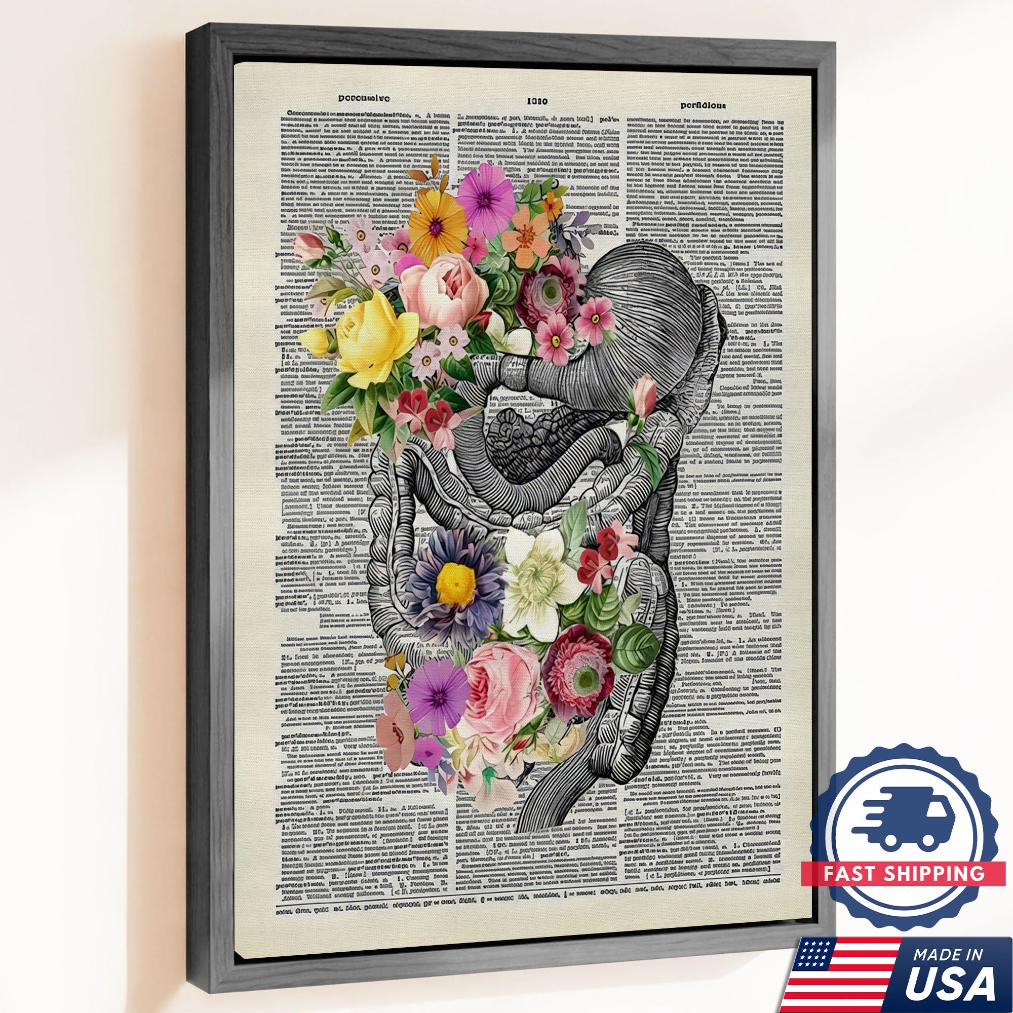 Floral Human Anatomy Nurse Canvas Wall Art, Medical Office Decor