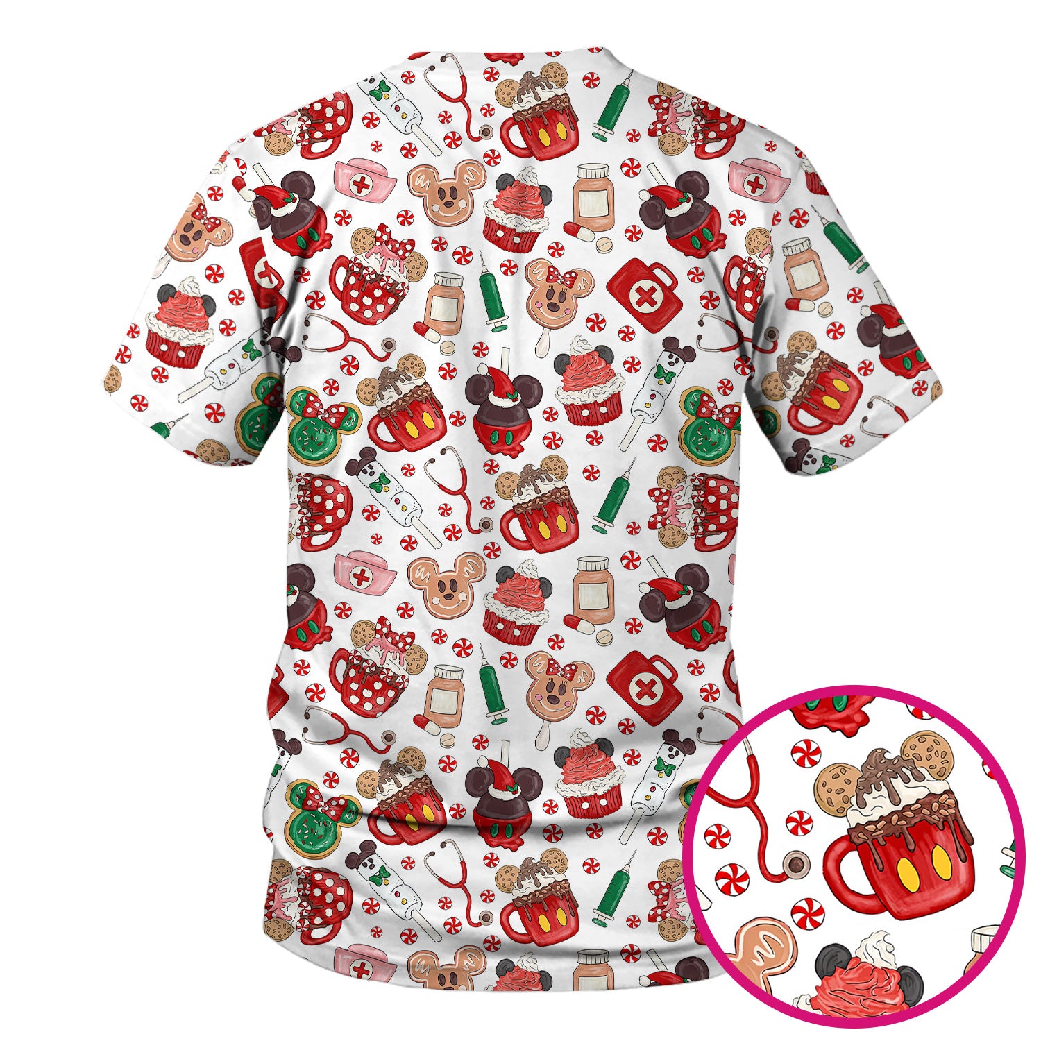 Funny Gingerbread Christmas Scrub Top - Cute Candy Cupcake Nurse Shirt - Holiday Medical Uniform RN CNA LPN