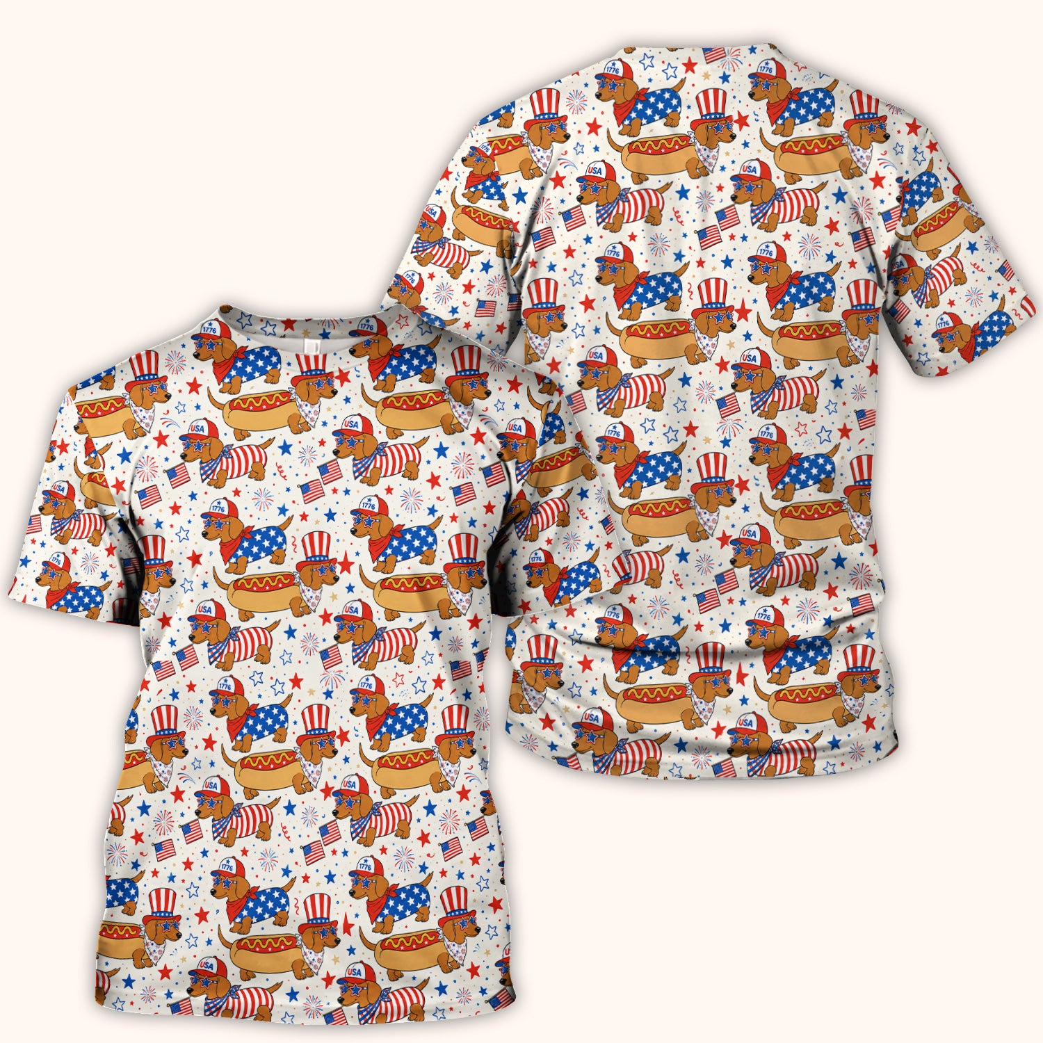 Patriotic Dachshund Fourth Of July Scrub Top, Comfortable Scrubs for Nurses