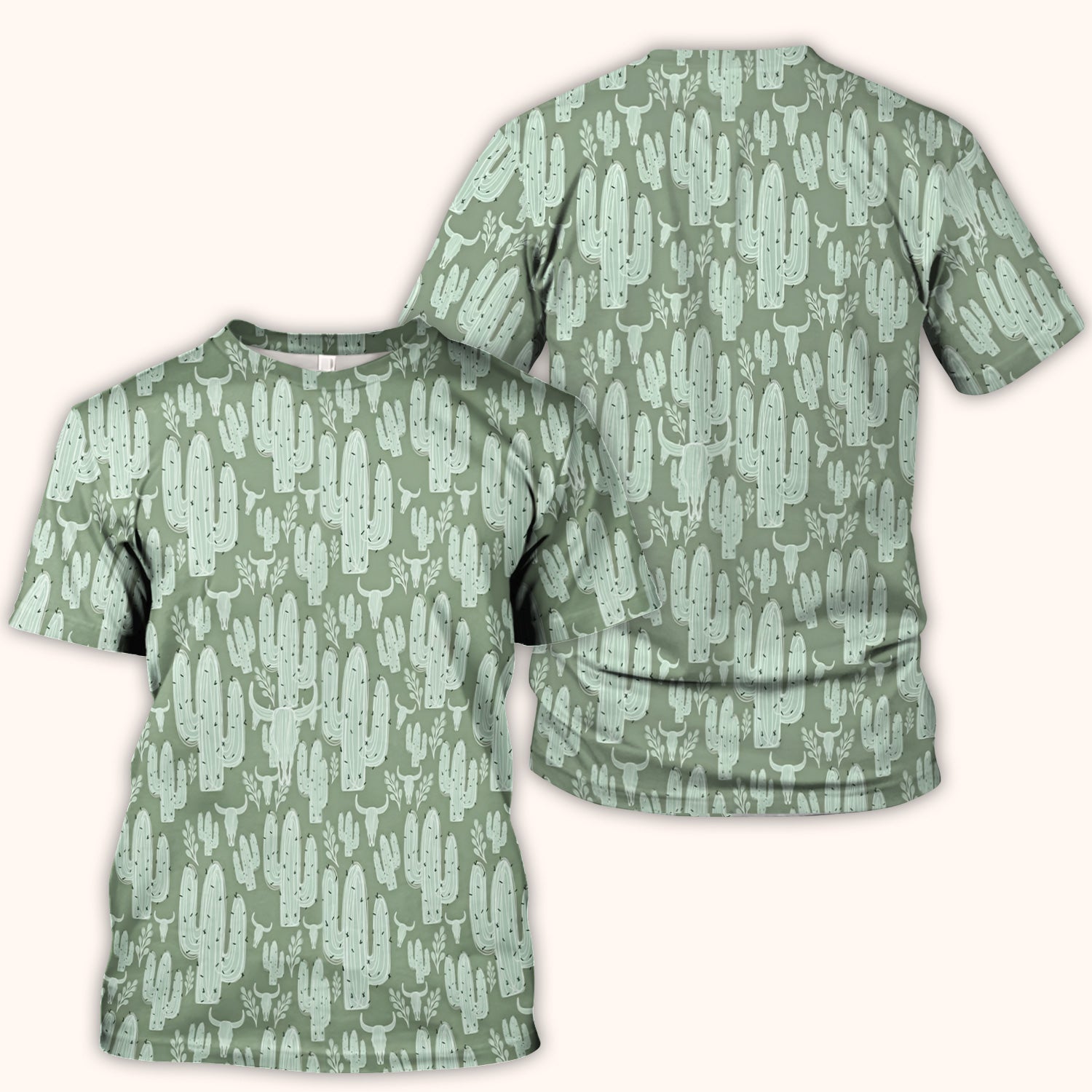 Funny Desert Cactus Skull Pattern Scrub Top, Comfortable Scrubs for Nurses