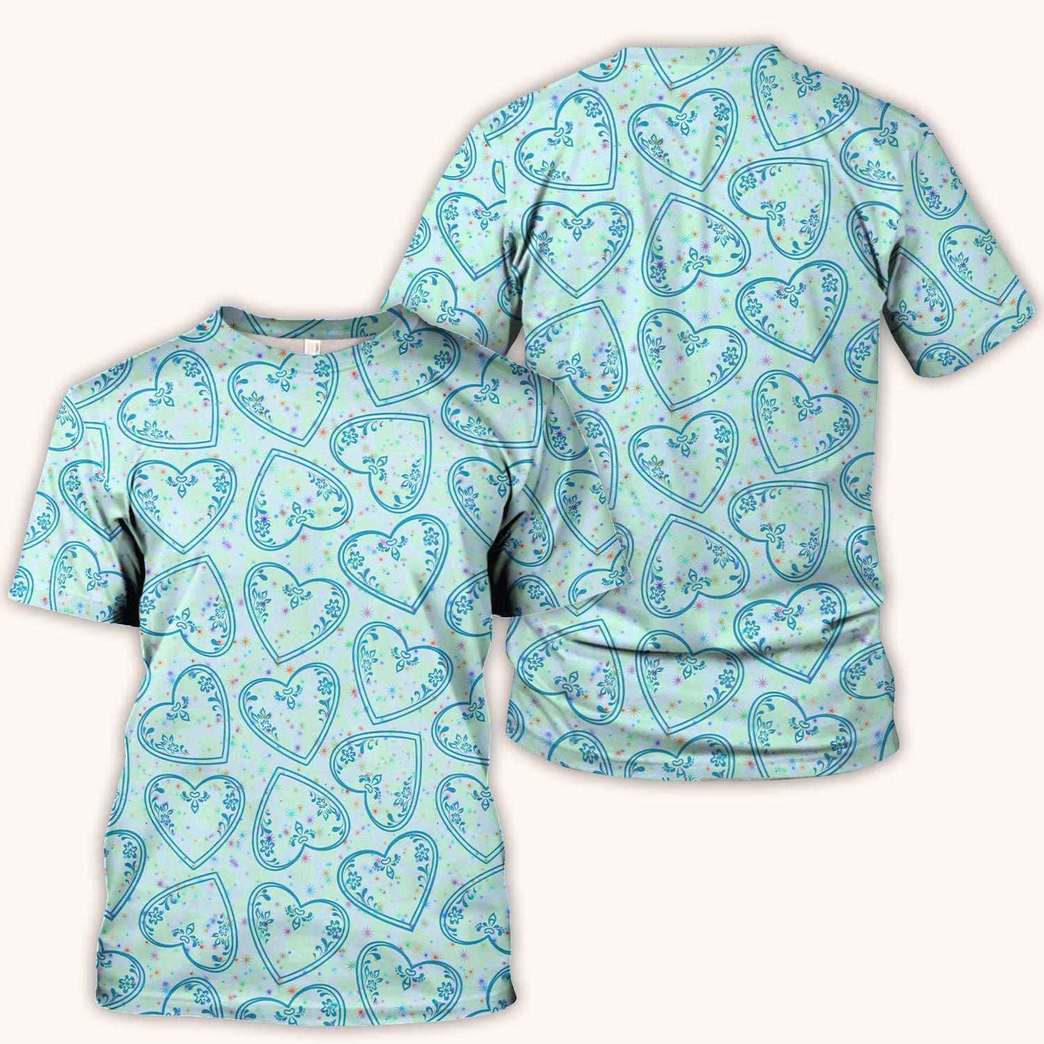 Valentine Heart Scrub Top For Women, Hearts Pattern Nurse Shirt, Comfortable Scrubs For Nursing