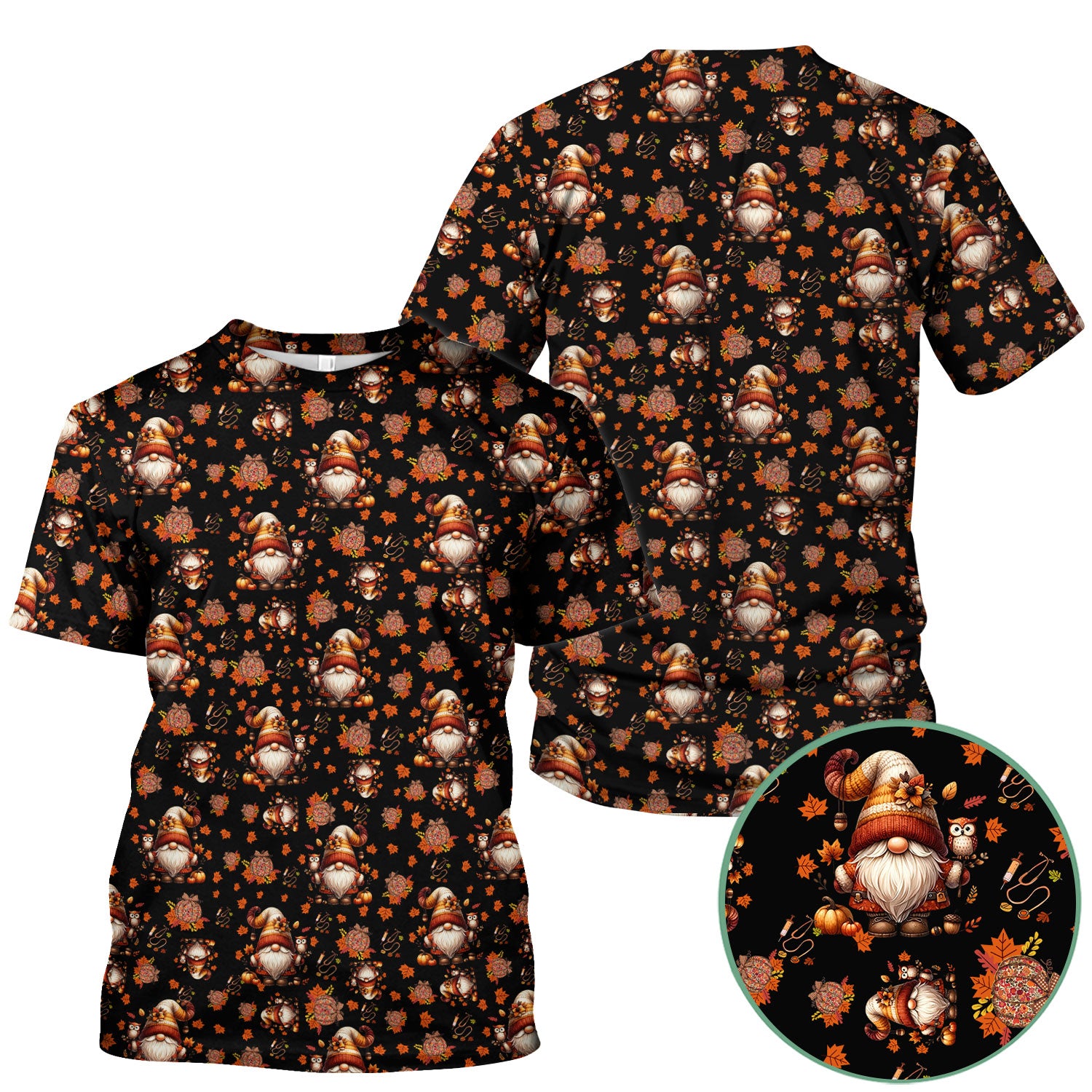Autumn Leaves Pumpkin Scrubs for Women - Comfortable Scrubs for Nurses - Breathable Fabrics Nursing Uniform