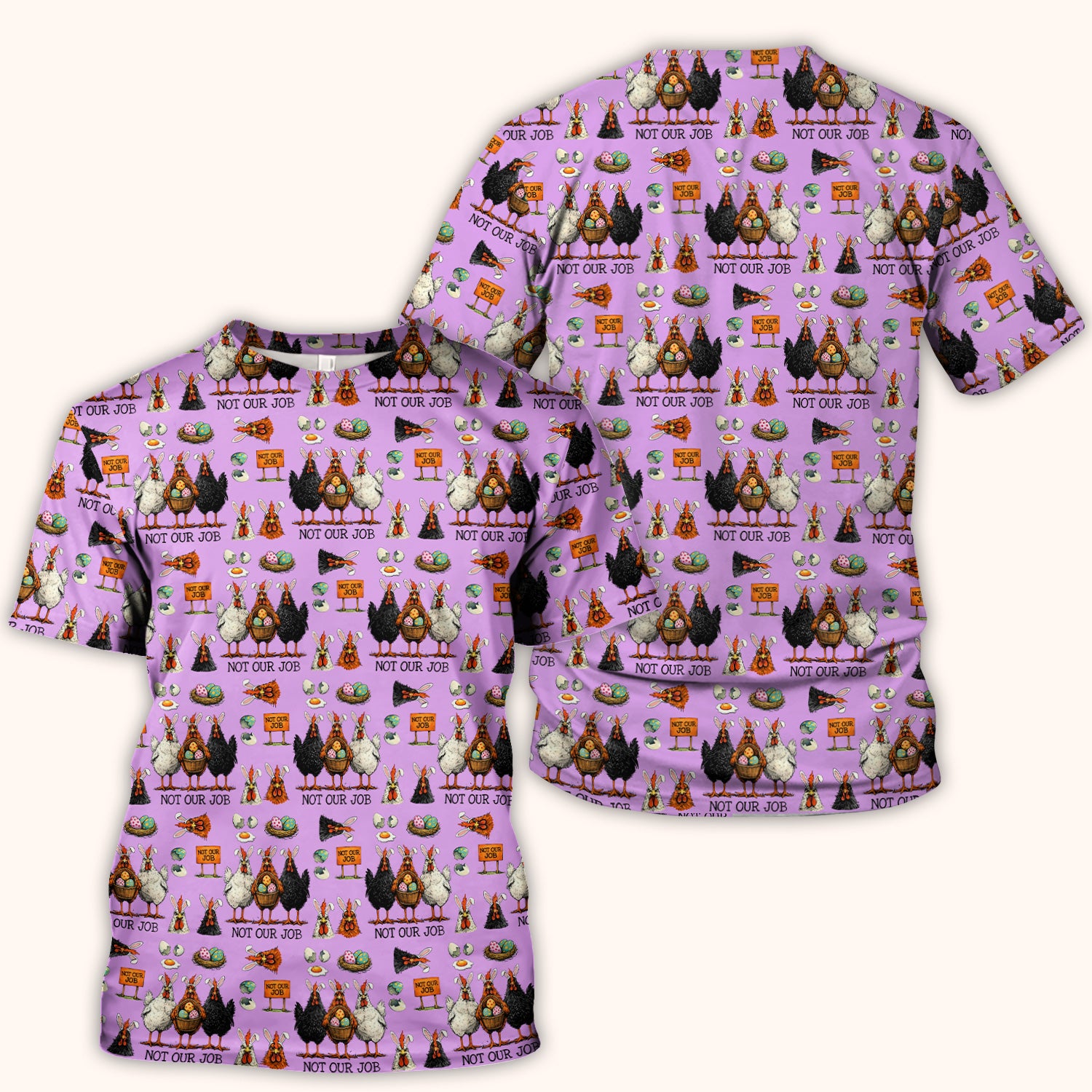 Funny Easter Chicken Humor Pattern Scrub Top, Comfortable Scrubs for Nurses