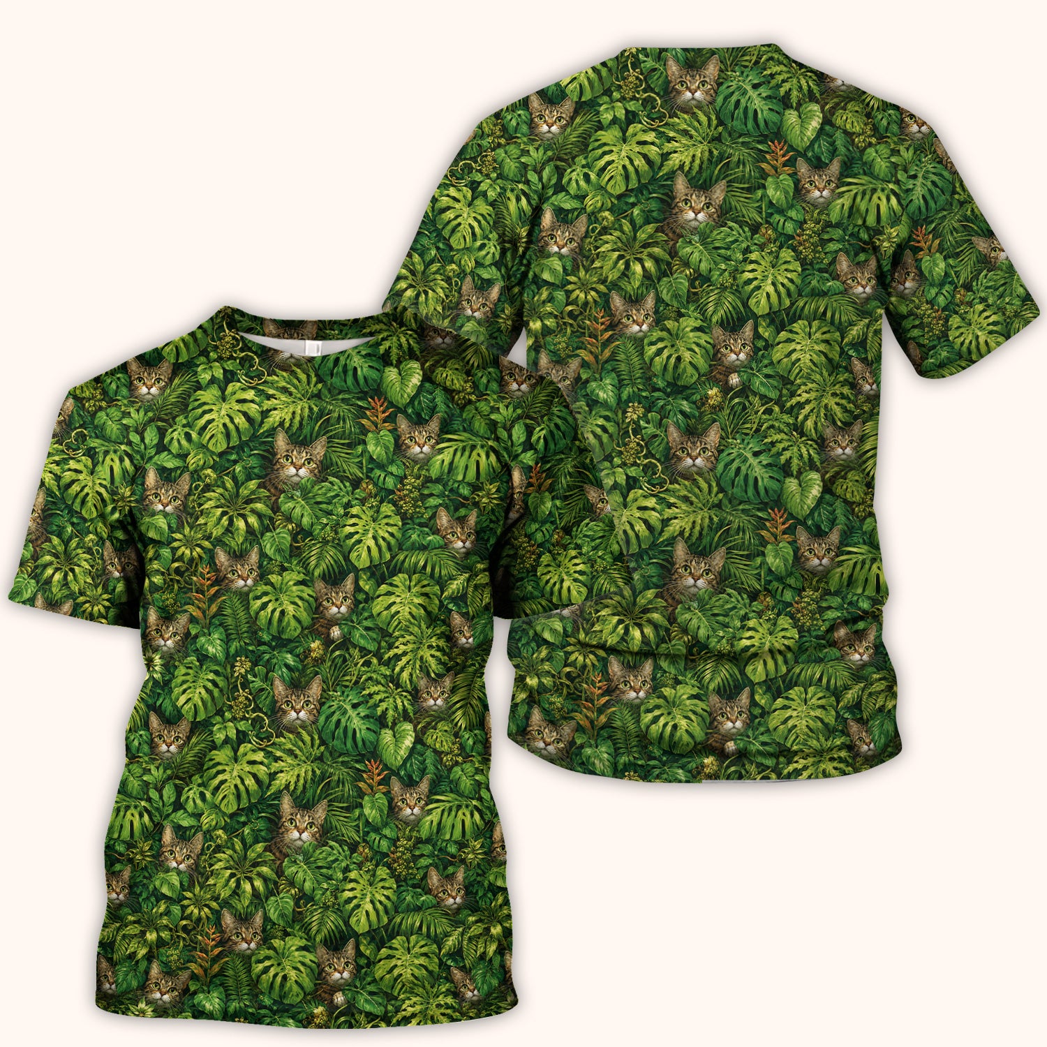 Hidden Jungle Cat Veterinary Nurse Pattern Scrub Top, Comfortable Scrubs for Nurses