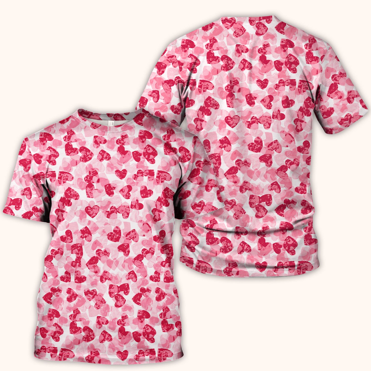Valentine Heart Pattern Medical Scrub Top, Comfortable Scrubs for Nurses