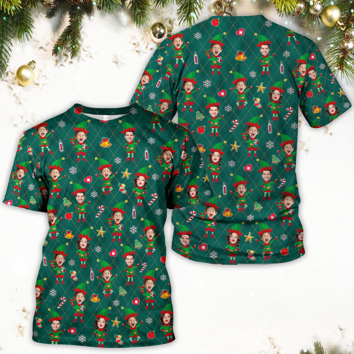Personalized Face Nurse Shirt, Custom Photo Christmas Scrub Top, Funny Holiday Medical Uniform For Nursing
