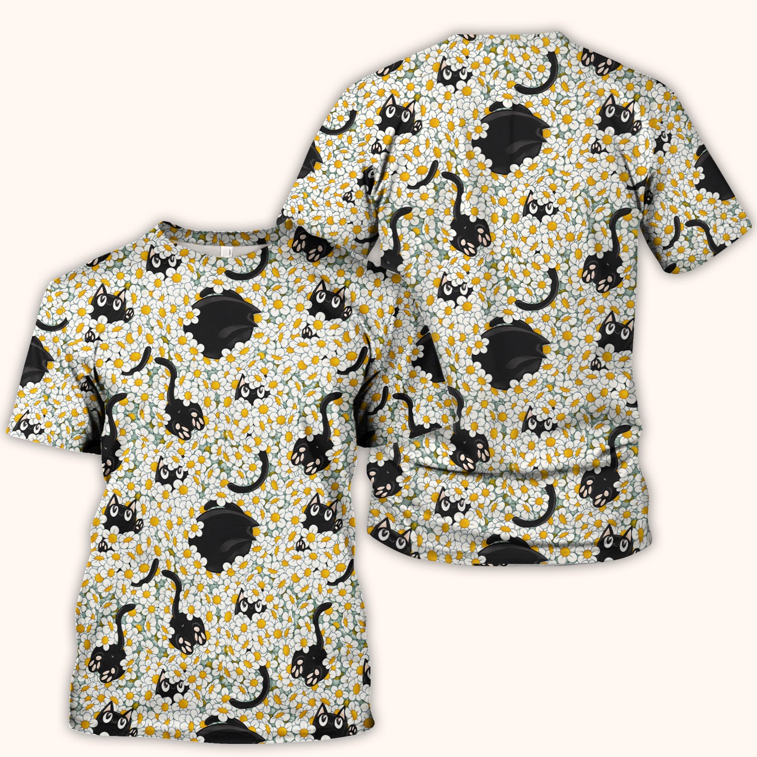 Daisy Black Cat Nurse Scrub Top for RN, CNA, Veterinary Staff, Cat Lover Uniform