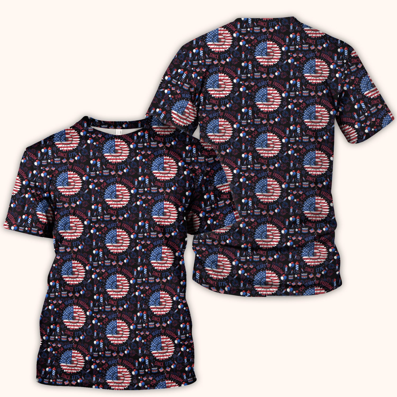 Festive Patriotic Sunflower American Flag Fireworks Pattern Scrub Top, Comfortable Scrubs for Nurses