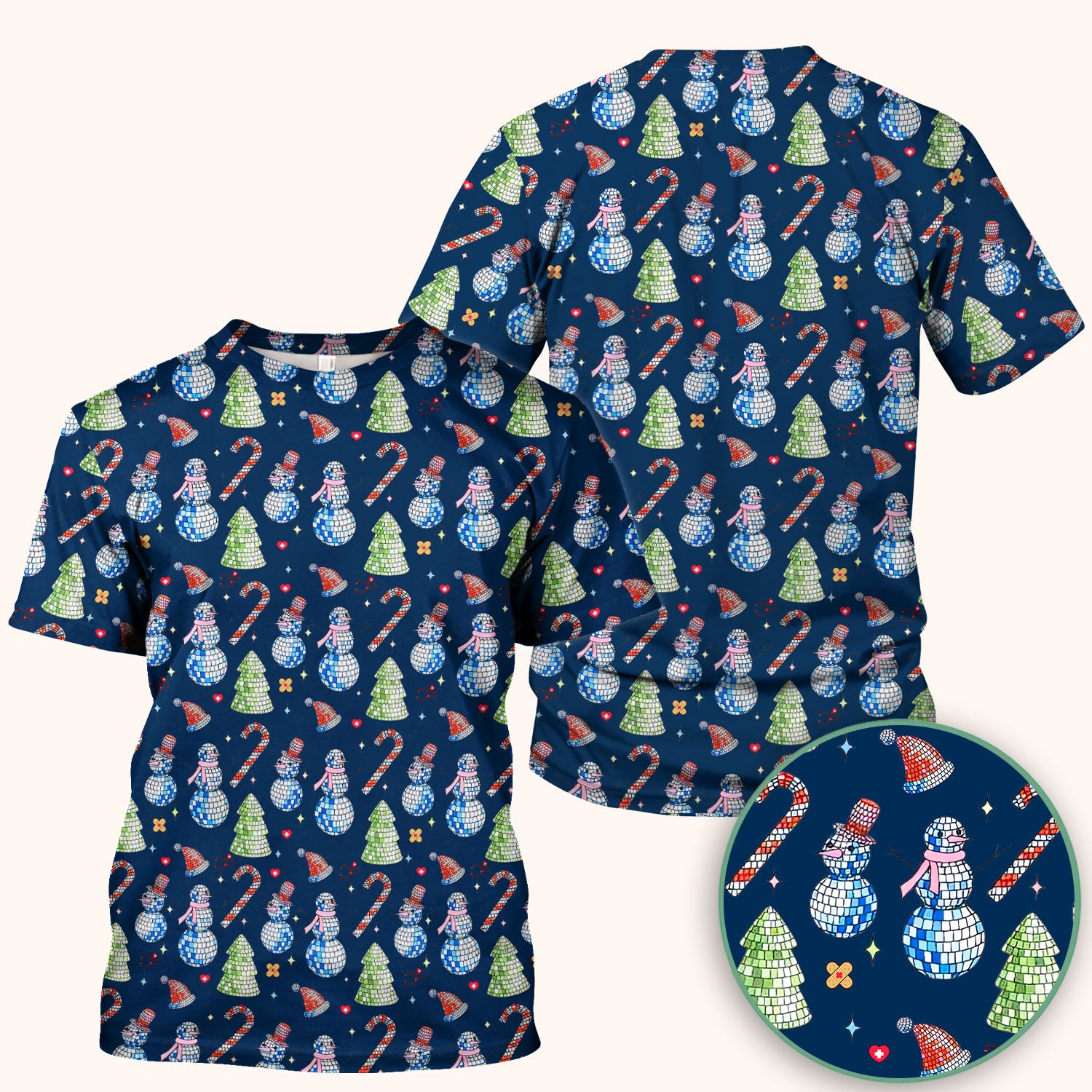 Funny Christmas Snowman Scrub Top for Women - Breathable Fabrics Med Uniform - Comfortable Scrubs for Nurses - Xmas Gift for Her