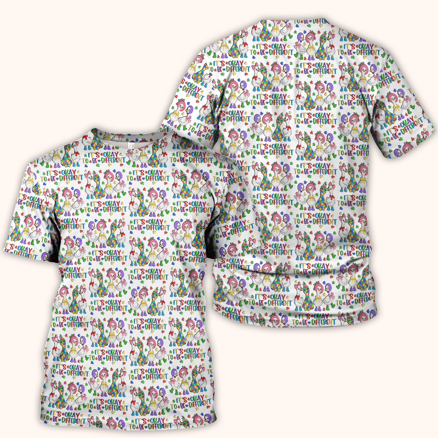 It’s Okay To Be Different Duck Pattern Scrub Top, Comfortable Scrubs For Nurses