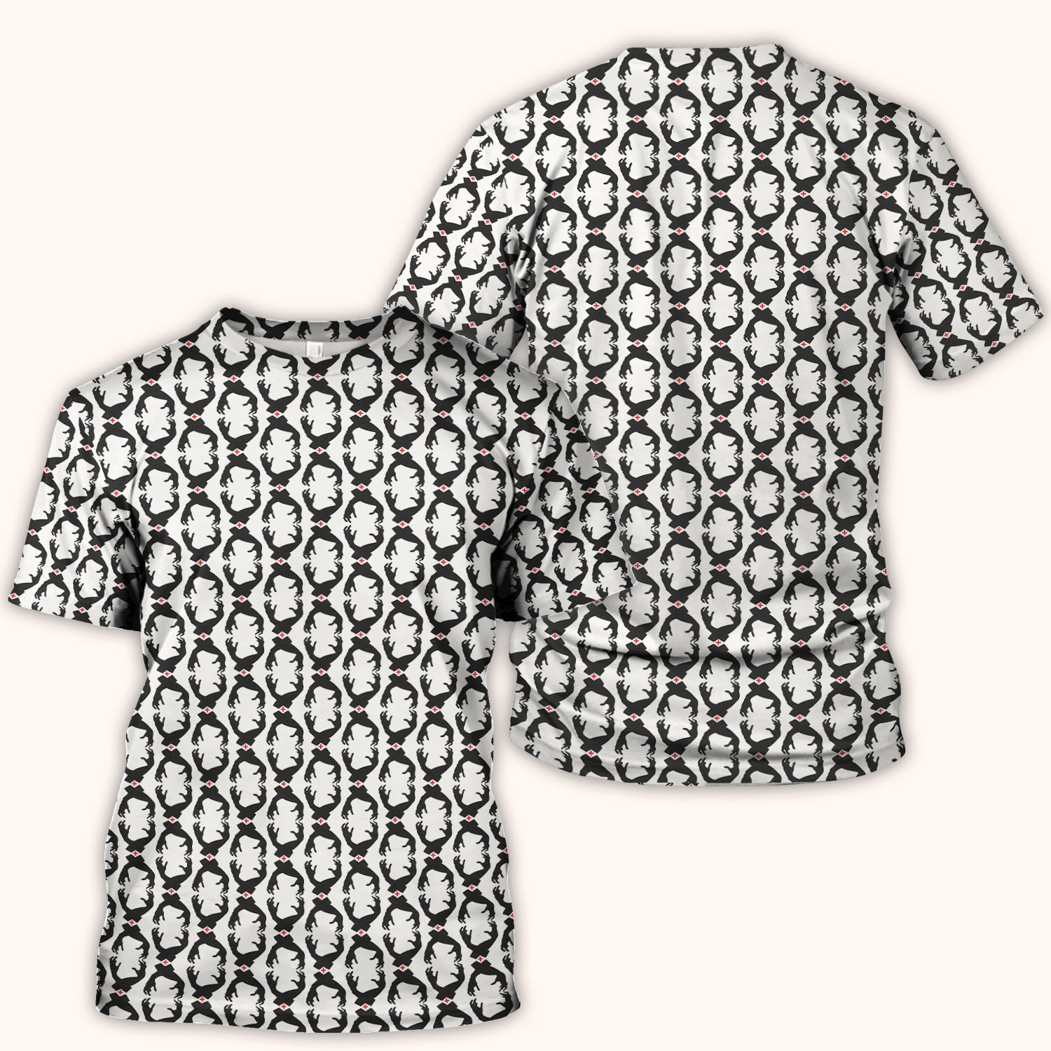 Creepy Hands Black White Red Patterns Scrub Top, Comfortable Scrubs for Nurses