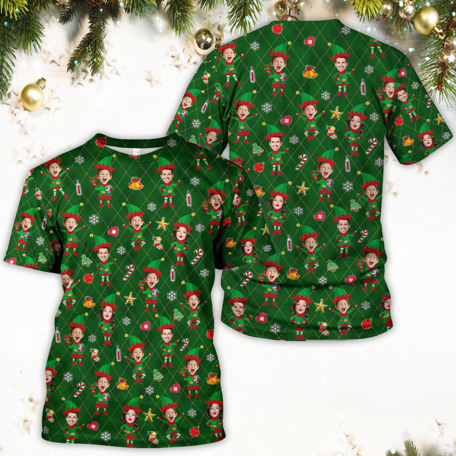 Personalized Face Nurse Shirt, Custom Photo Christmas Scrub Top, Funny Holiday Medical Uniform For Nursing
