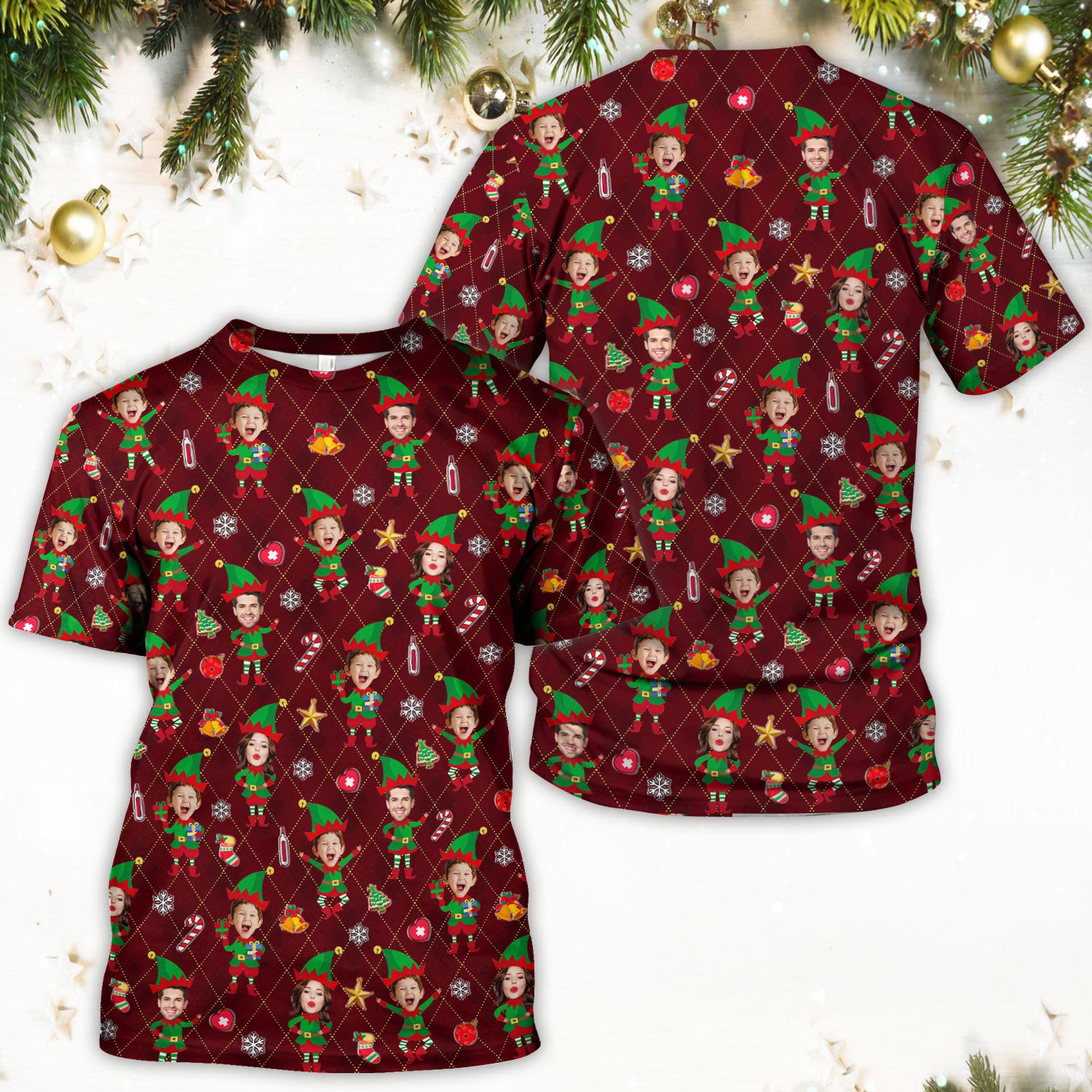 Personalized Face Nurse Shirt, Custom Photo Christmas Scrub Top, Funny Holiday Medical Uniform For Nursing