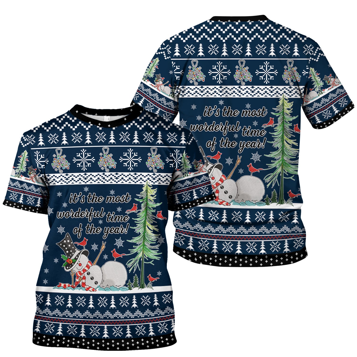 Snowman Christmas Scrub Top, Funny Holiday Nurse Shirt, It's The Most Wonderful Time Of The Year Uniform FOr Nursing
