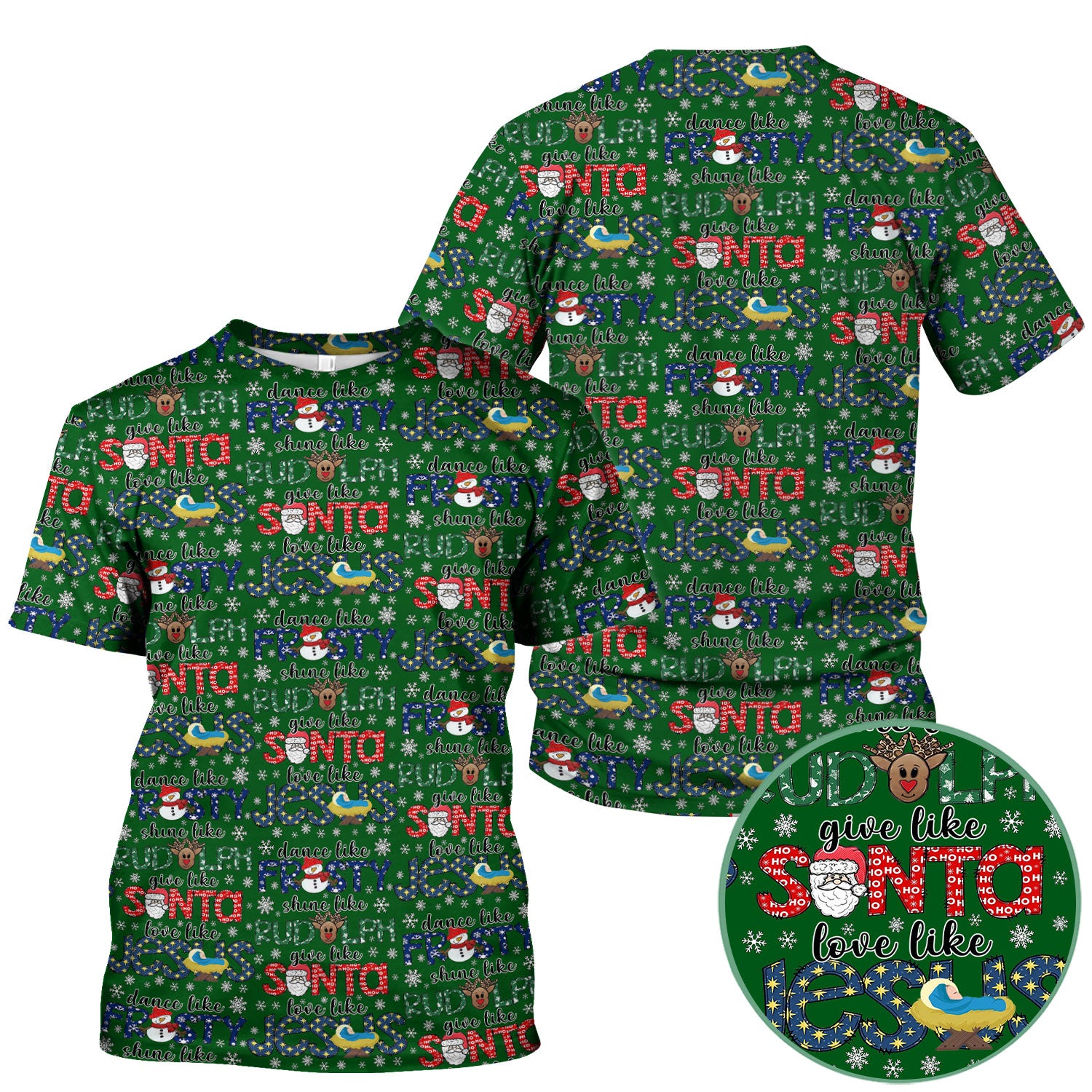 Xmas Rudolph Comfortable Scrubs for Nurses - God Santa Shirt - Breathable Fabrics Nursing Uniform Gift for RN CNA LPN