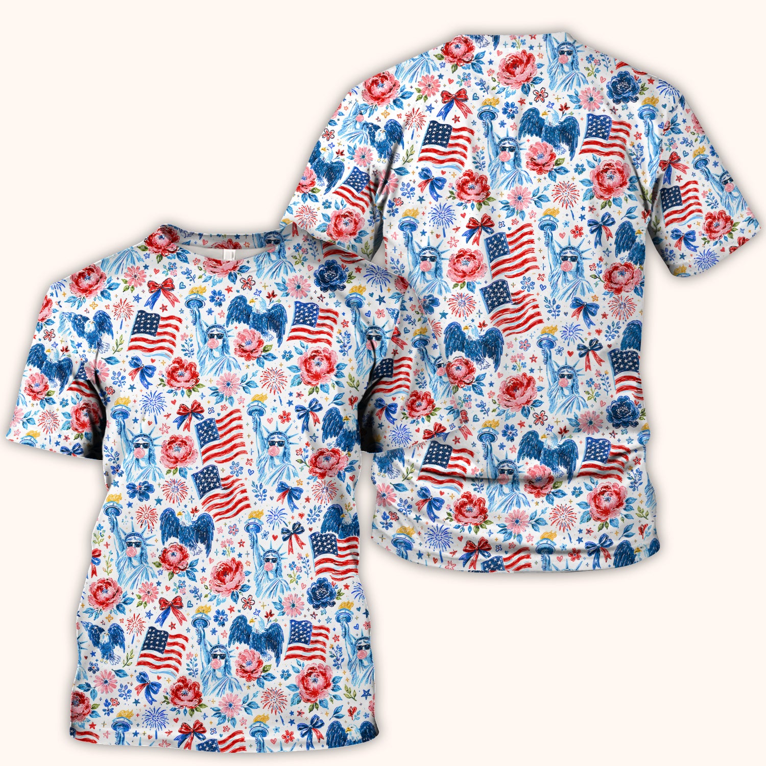 Patriotic Liberty Nurse Pattern Scrub Top, Comfortable Scrubs for Nurses