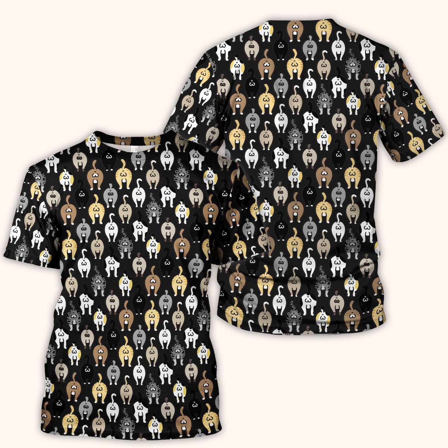 Cat Lover Nurse Scrub Top, Funny Cat Butt Pattern Medical Shirt, Breathable Fabrics Nursing Uniform