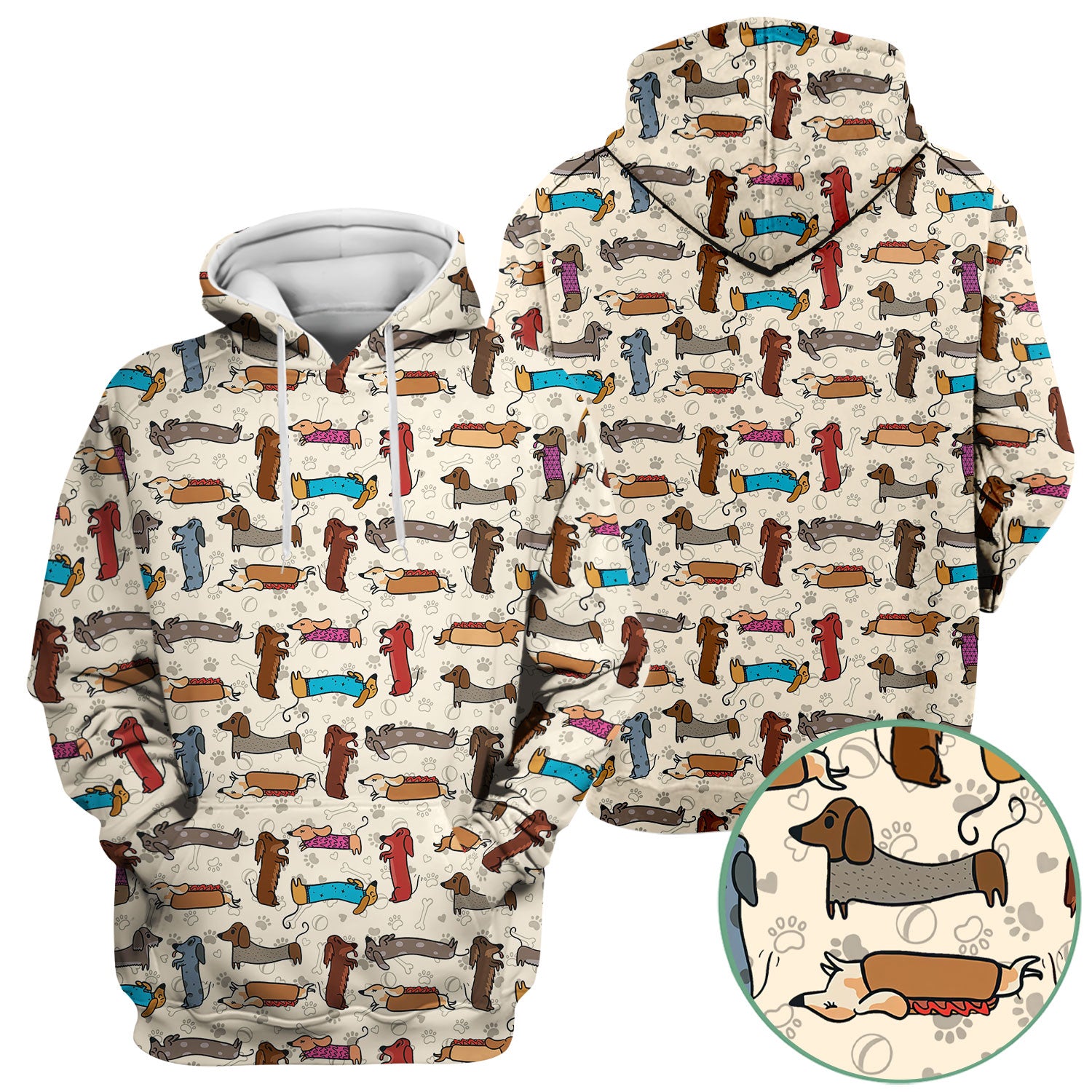 Cute Dachshund Scrub Top for Nurses - Colorful Wiener Dog Print Medical Uniform Shirt - Fun Sausage Dog Pattern Veterinary Workwear
