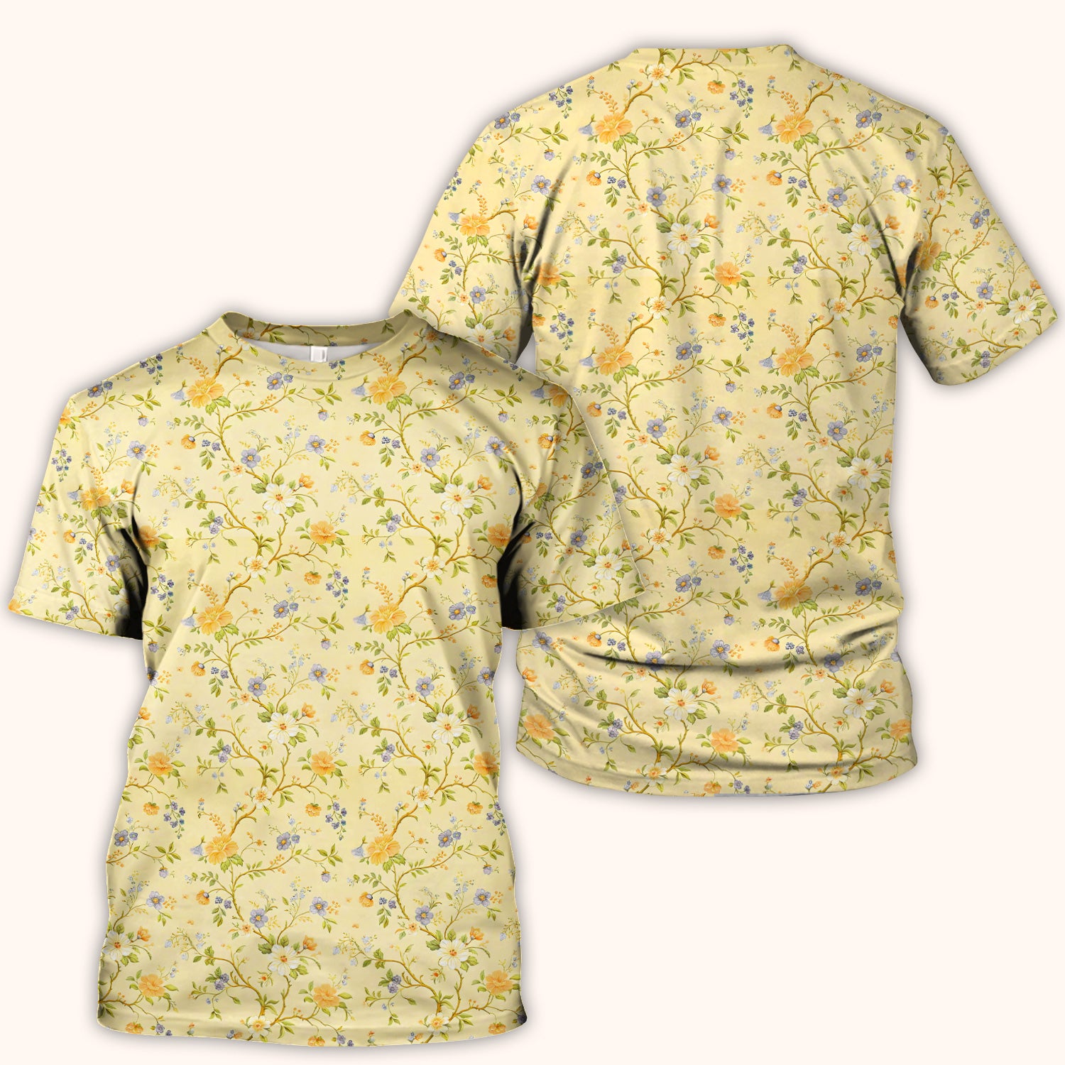 Sunny Wildflower Garden Floral Scrub Top, Comfortable Scrubs for Nurses