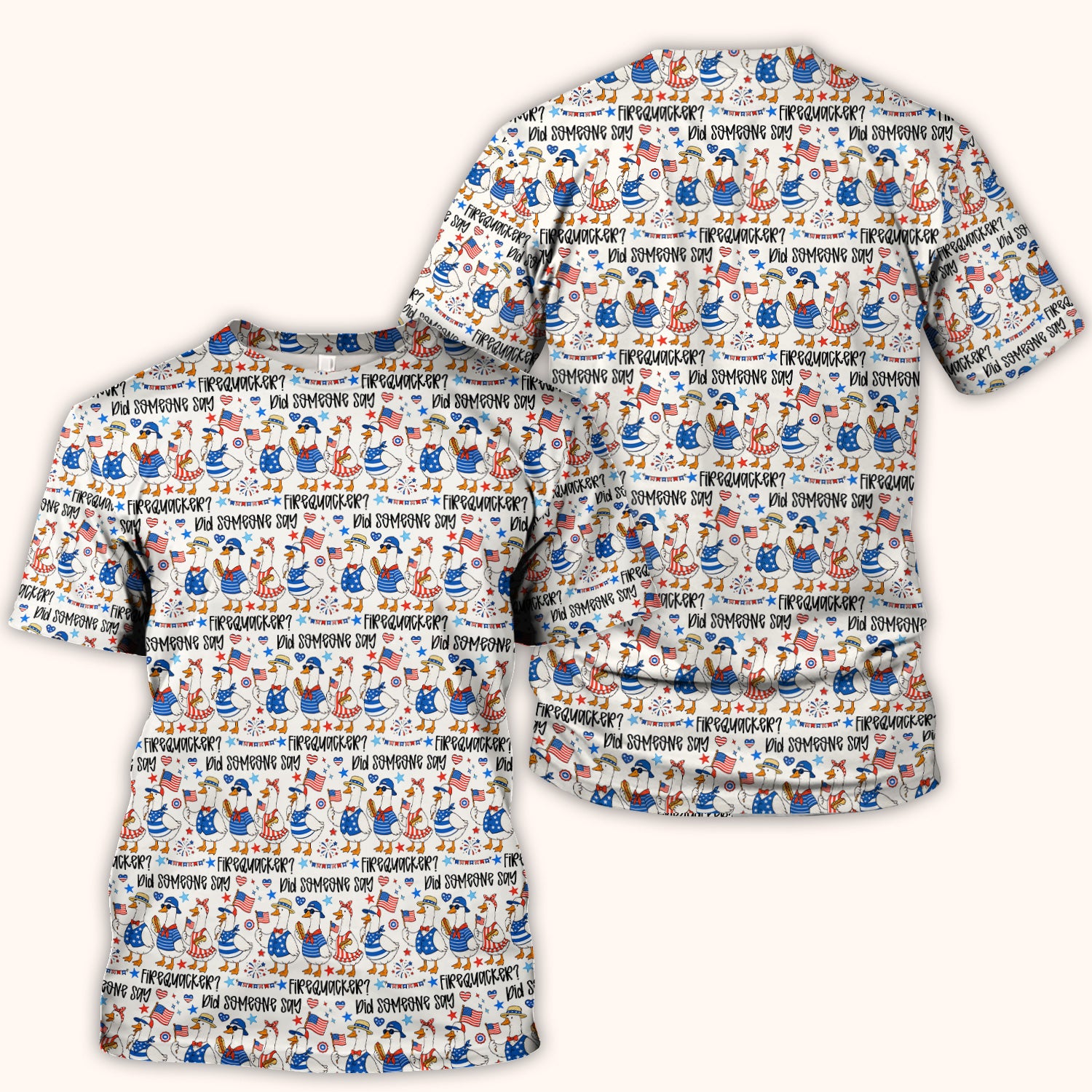 Funny Patriotic Goose Pattern Scrub Top, Comfortable Scrubs for Nurses