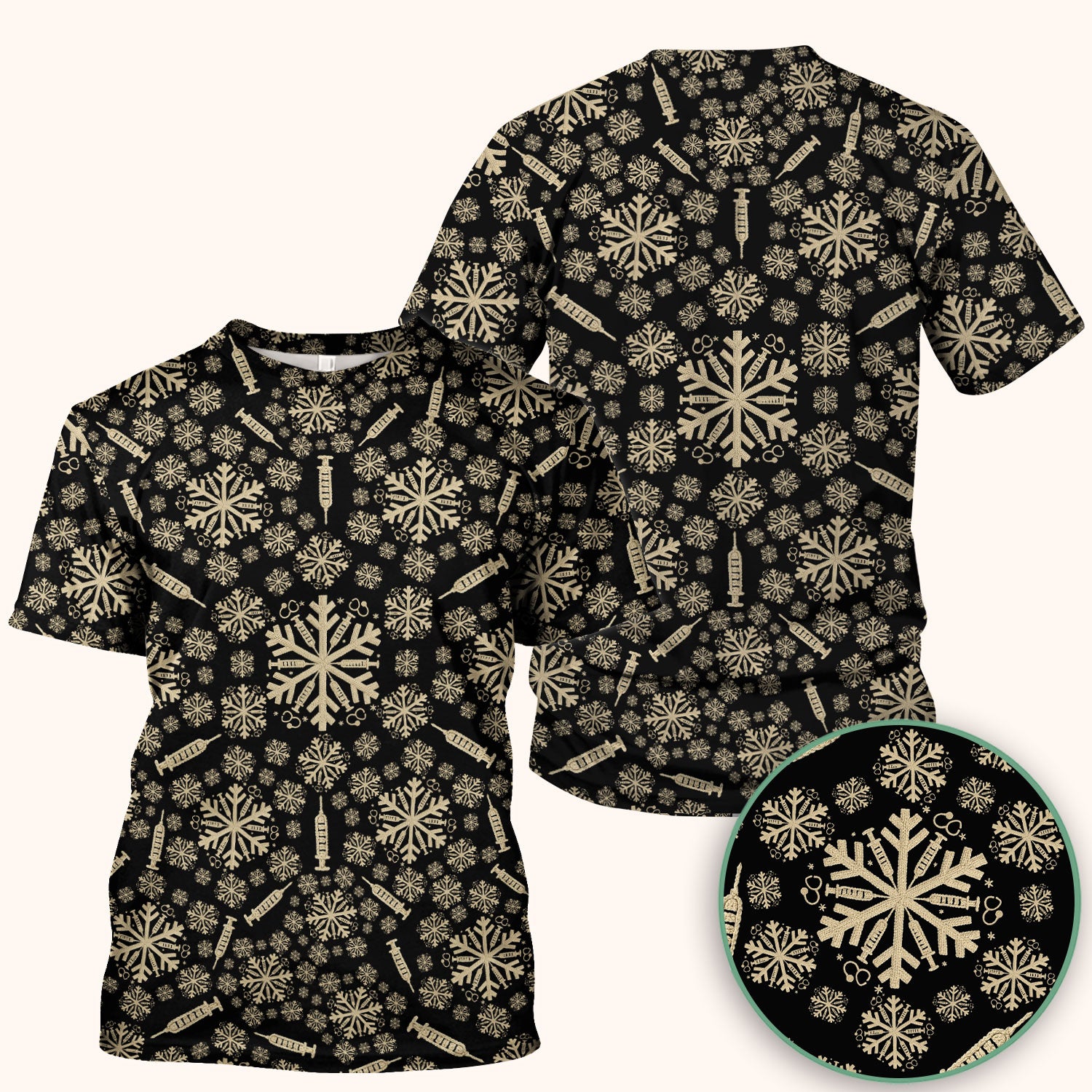 Snowflake Syringe Scrubs for Women - Festive Medical Top - Funny Christmas Scrub Shirt for Nurse - Holiday Gift