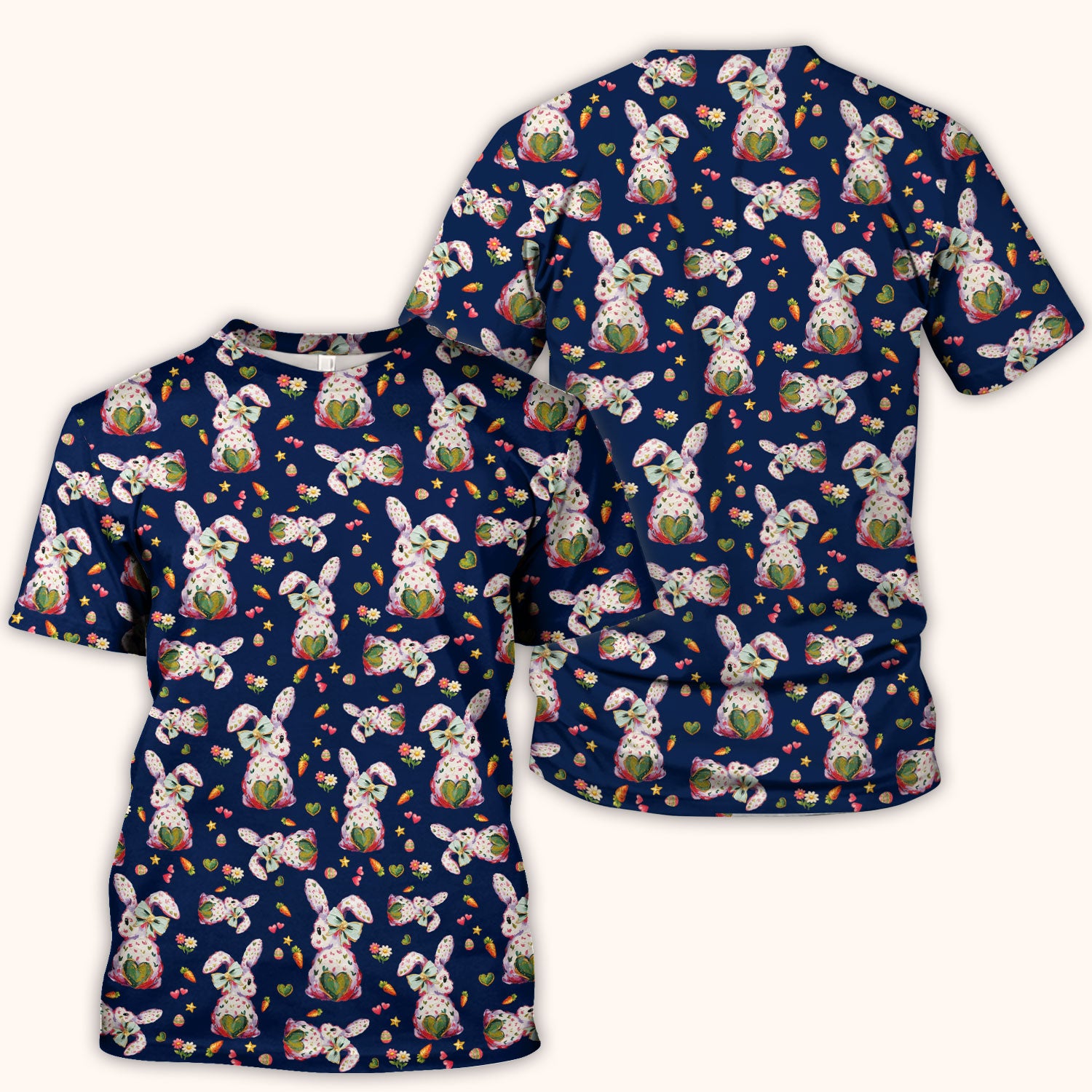 Cute Pastel Bunny Easter Pattern Scrub Top, Comfortable Scrubs for Nurses