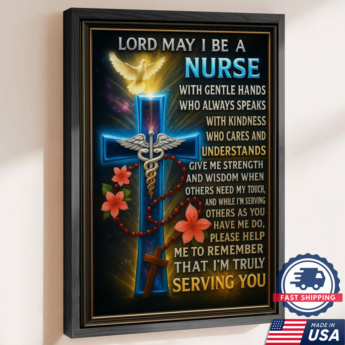 Lord May I Be A Nurse Prayer Canvas, Christian Faith Gift for RN LPN CNA, Religious Home Office Decoration