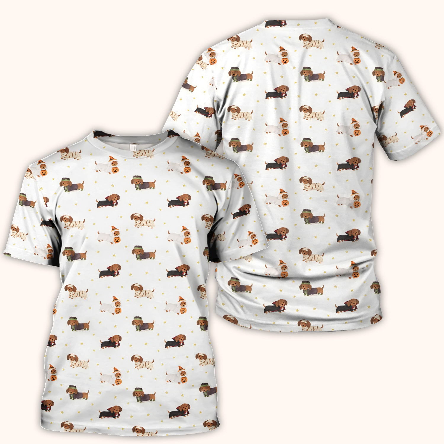 Halloween Dachshund Costumes Print Scrub Top, Comfortable Scrubs for Nurses